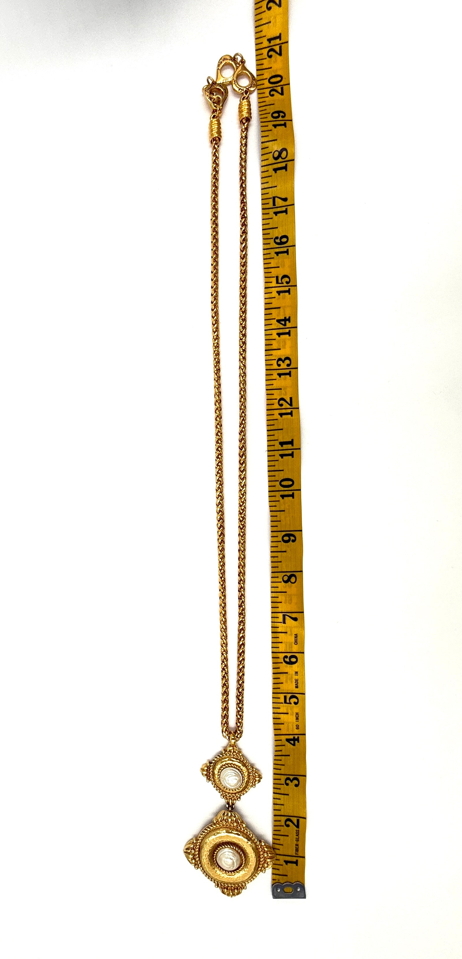 Yves Saint Laurent Gold Plate Faux Pearl Pendant Necklace