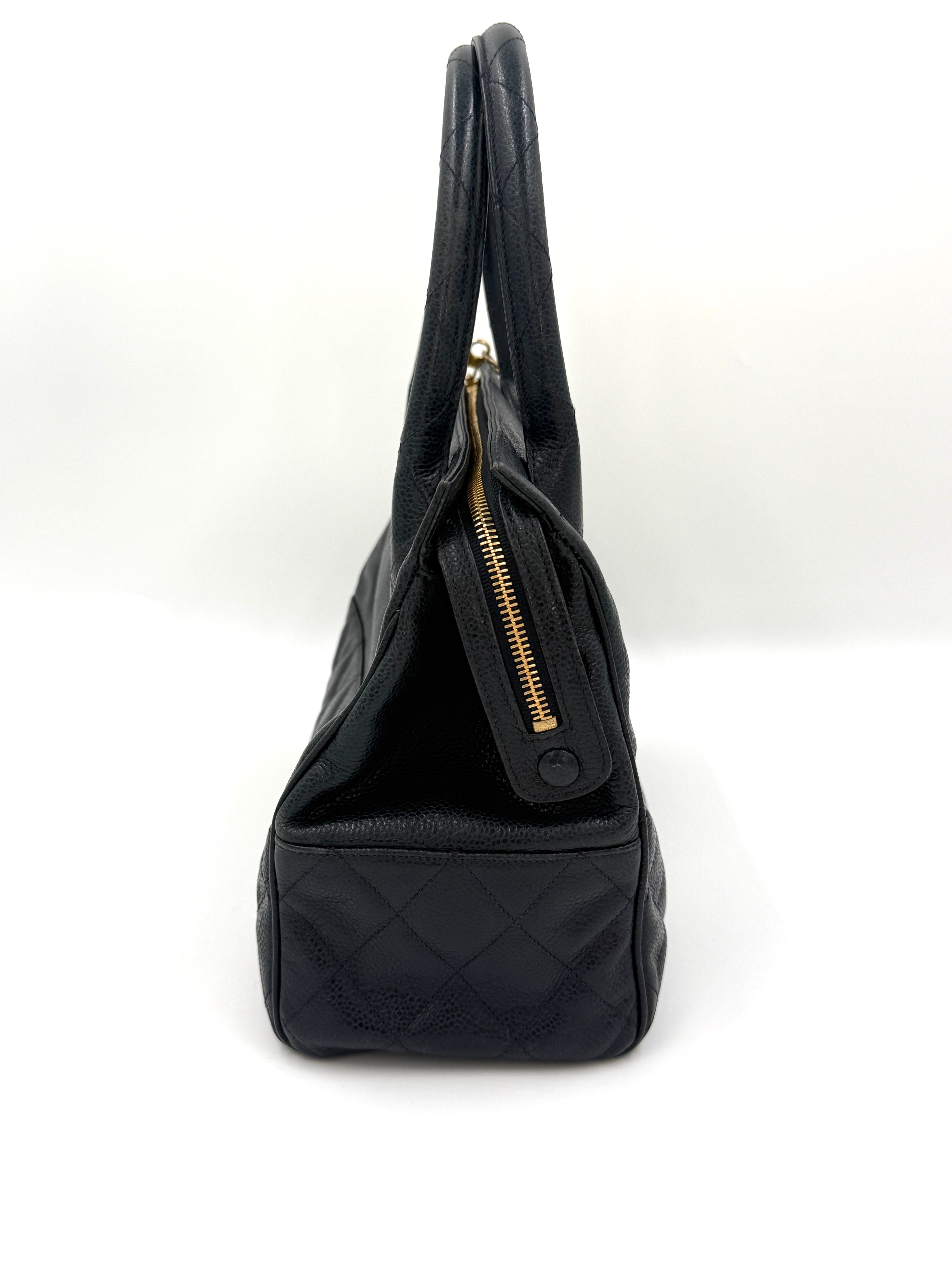 Chanel Runway Black Caviar Doctors Handbag Gold Accent - Pre Owned Authentic