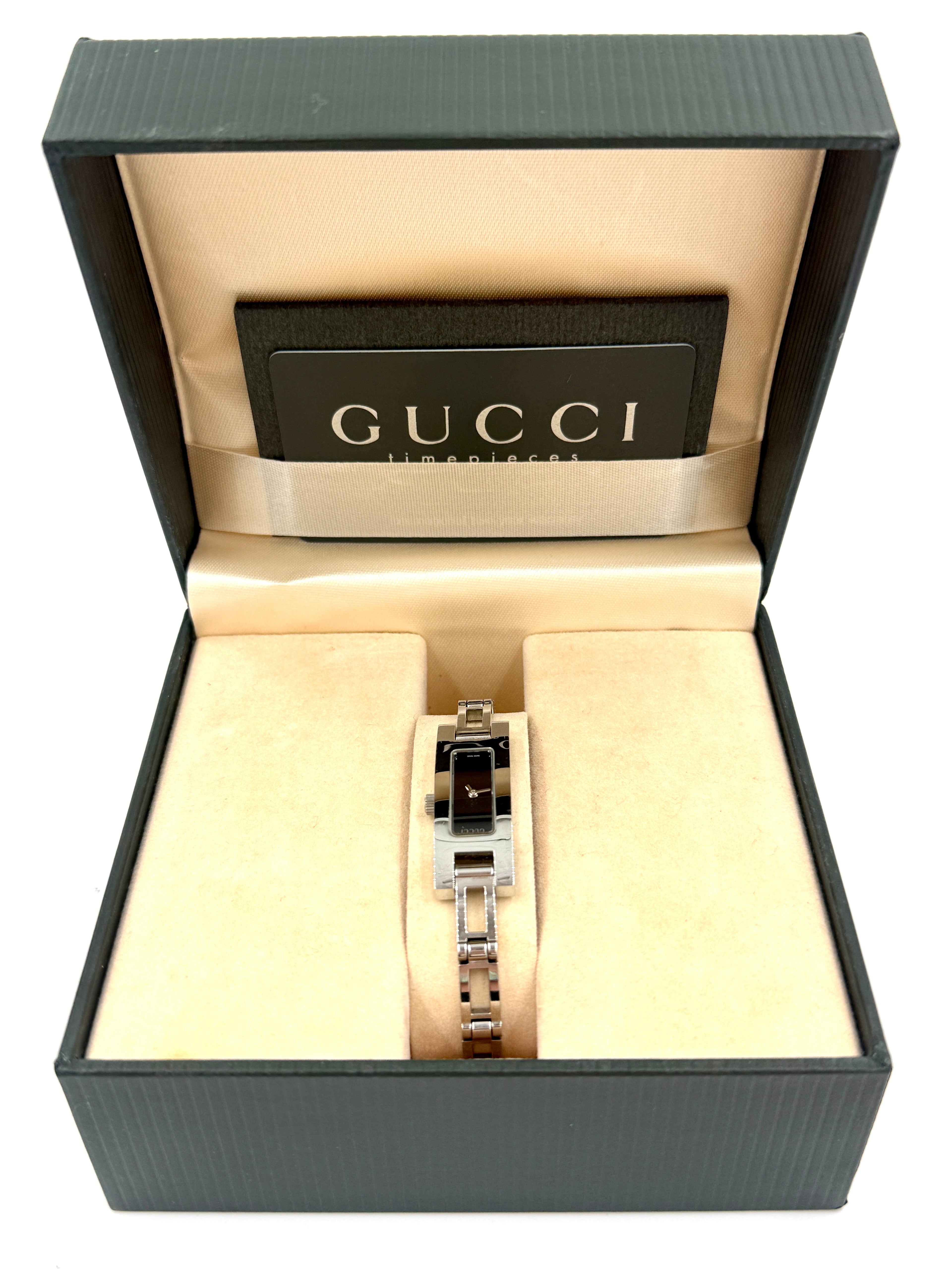 Gucci Women's Silver and Black Watch Quartz sz 6.25-6.6 - Pre Owned Authentic