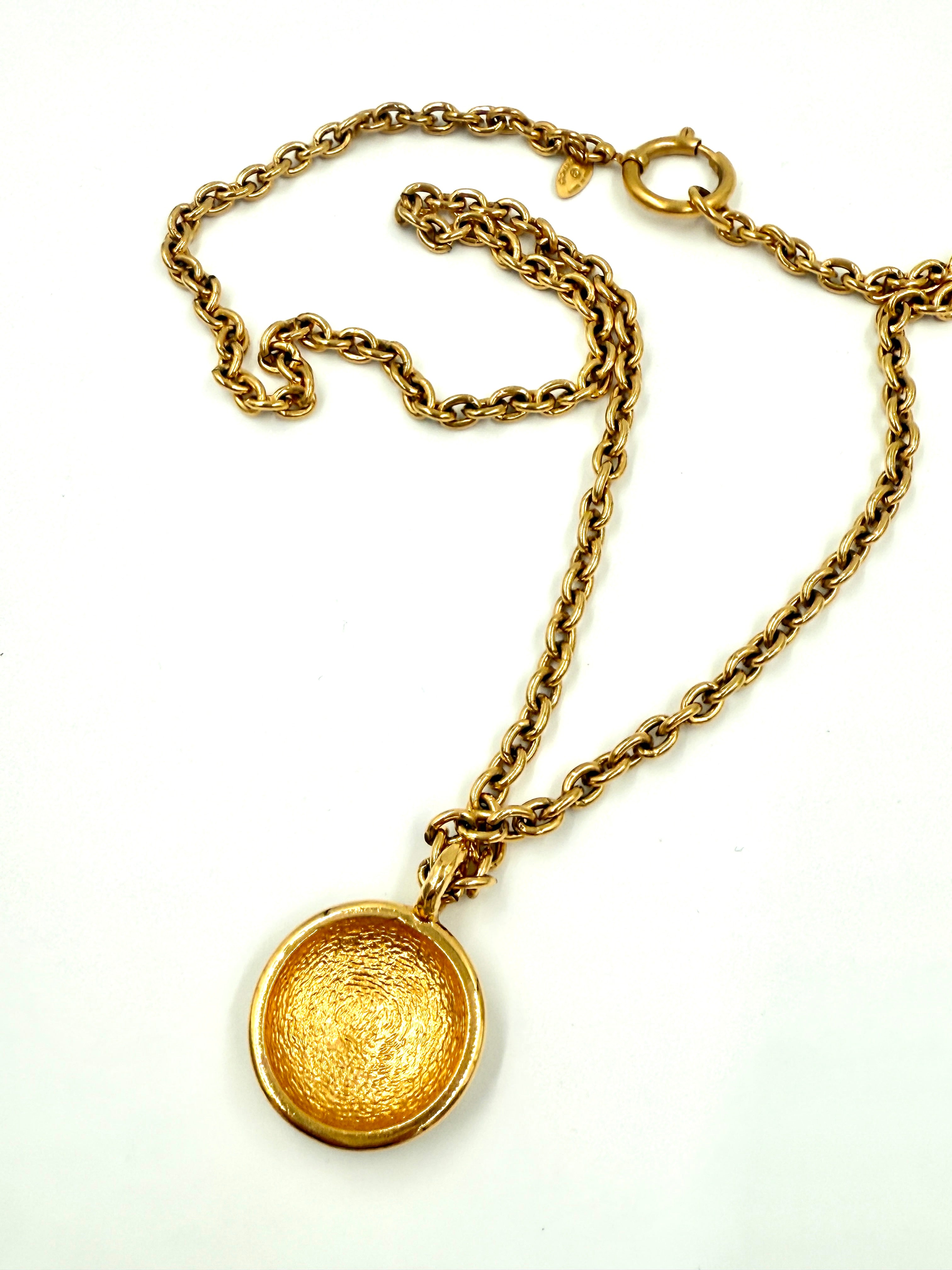 Chanel Vintage Gold-Toned CC Pendant Necklace - Pre Owned Authentic