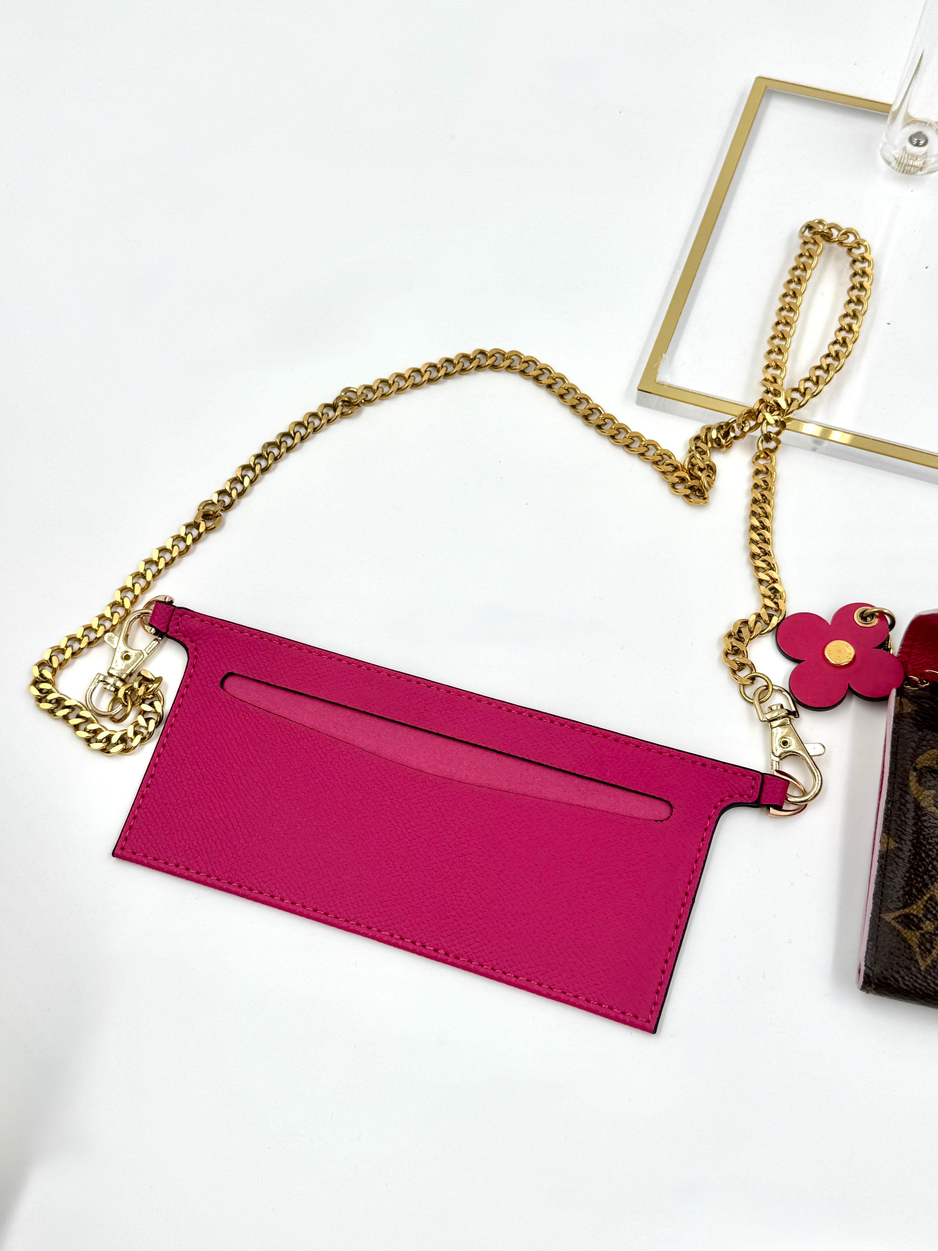 LOUIS VUITTON  Monogram Bloom Flower Emilie Wallet with Added Chain and Insert Pre Owned Authentic