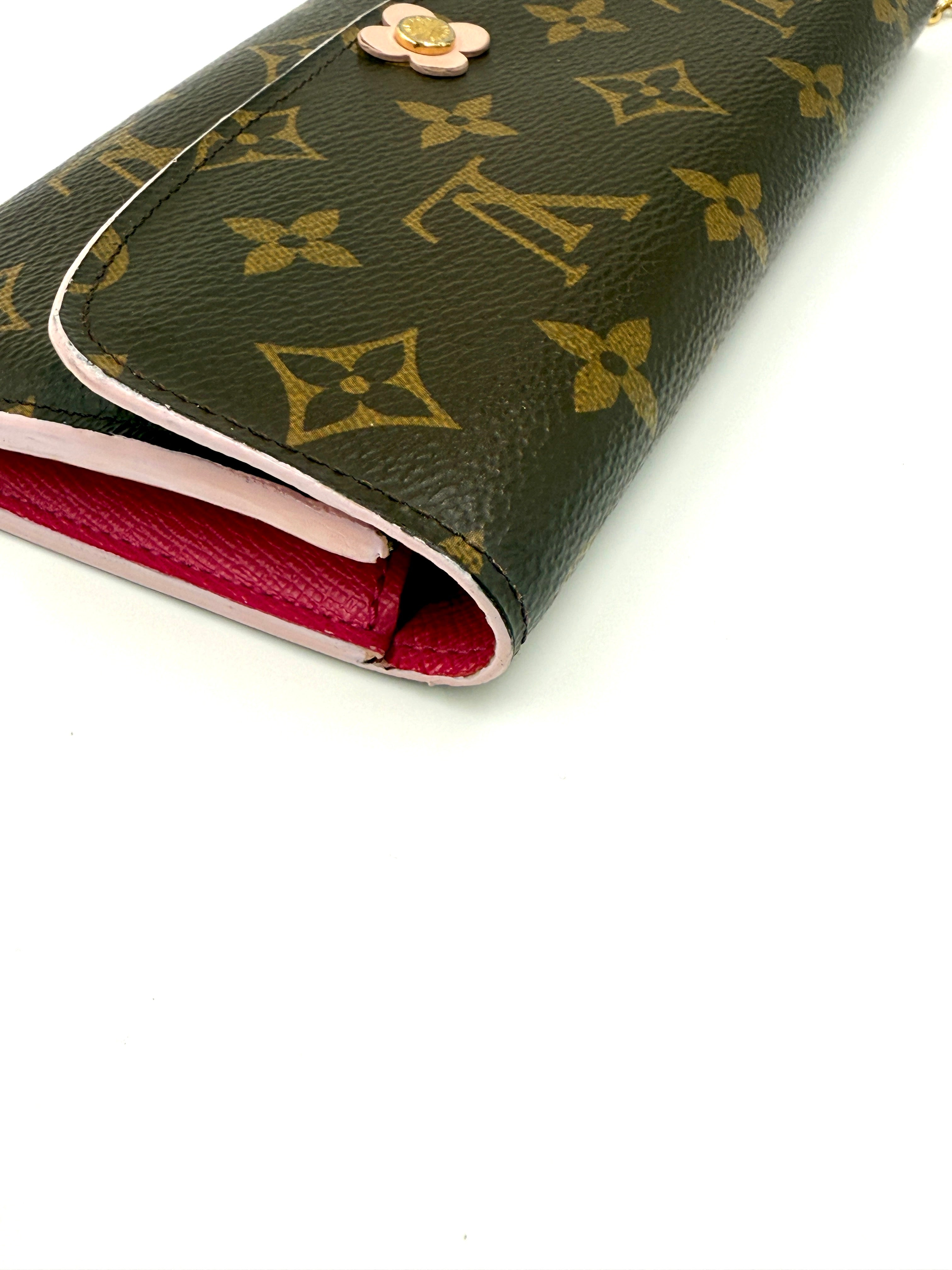 LOUIS VUITTON  Monogram Bloom Flower Emilie Wallet with Added Chain and Insert Pre Owned Authentic