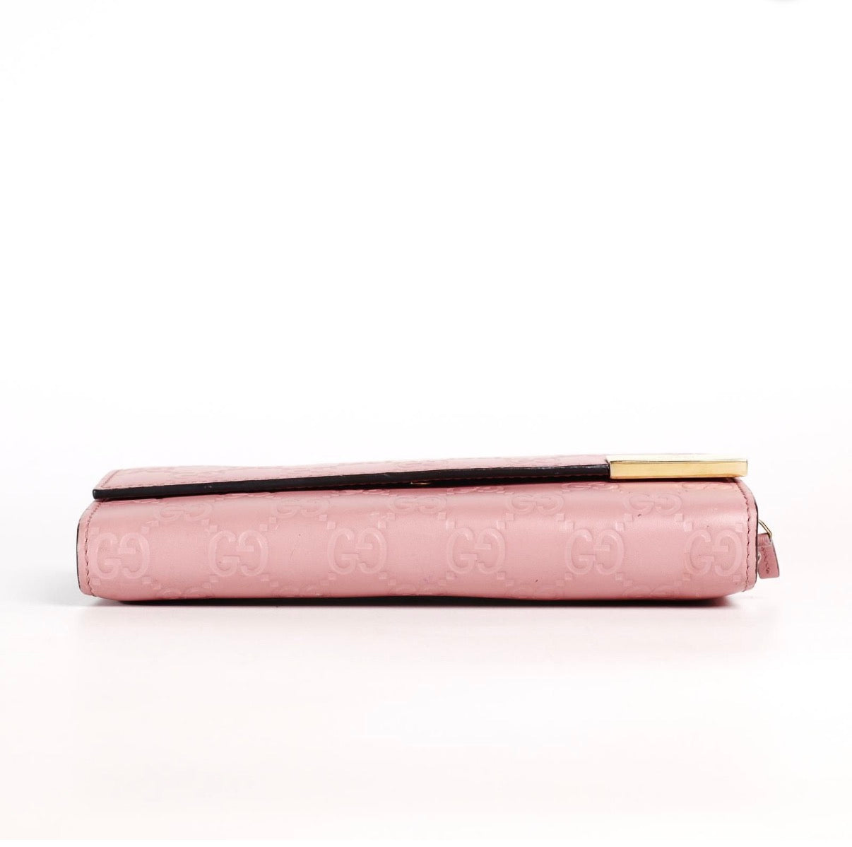 GUCCI Guccissima Long Wallet Pink Leather/Goldtone - Pre Owned Authentic