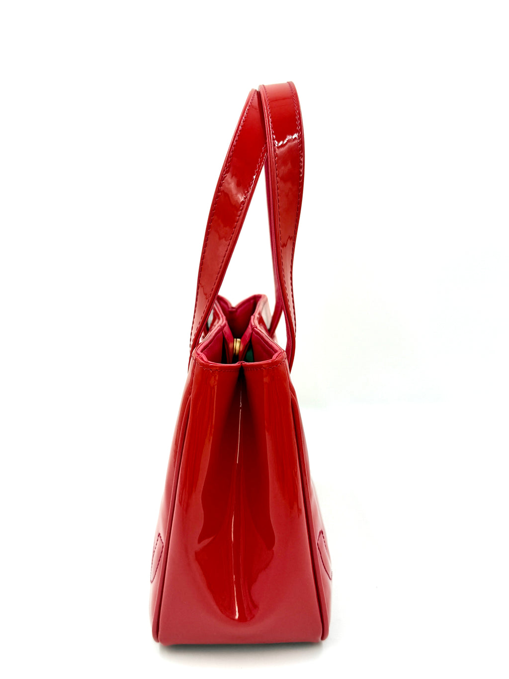 Chanel Vintage Triple C Red Patent Leather Tote 2004-2005 Collection by Karl Lagerfeld - Pre Owned Authentic