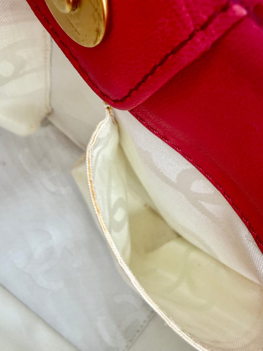 Chanel Vintage Triple C Red Patent Leather Tote 2004-2005 Collection by Karl Lagerfeld - Pre Owned Authentic