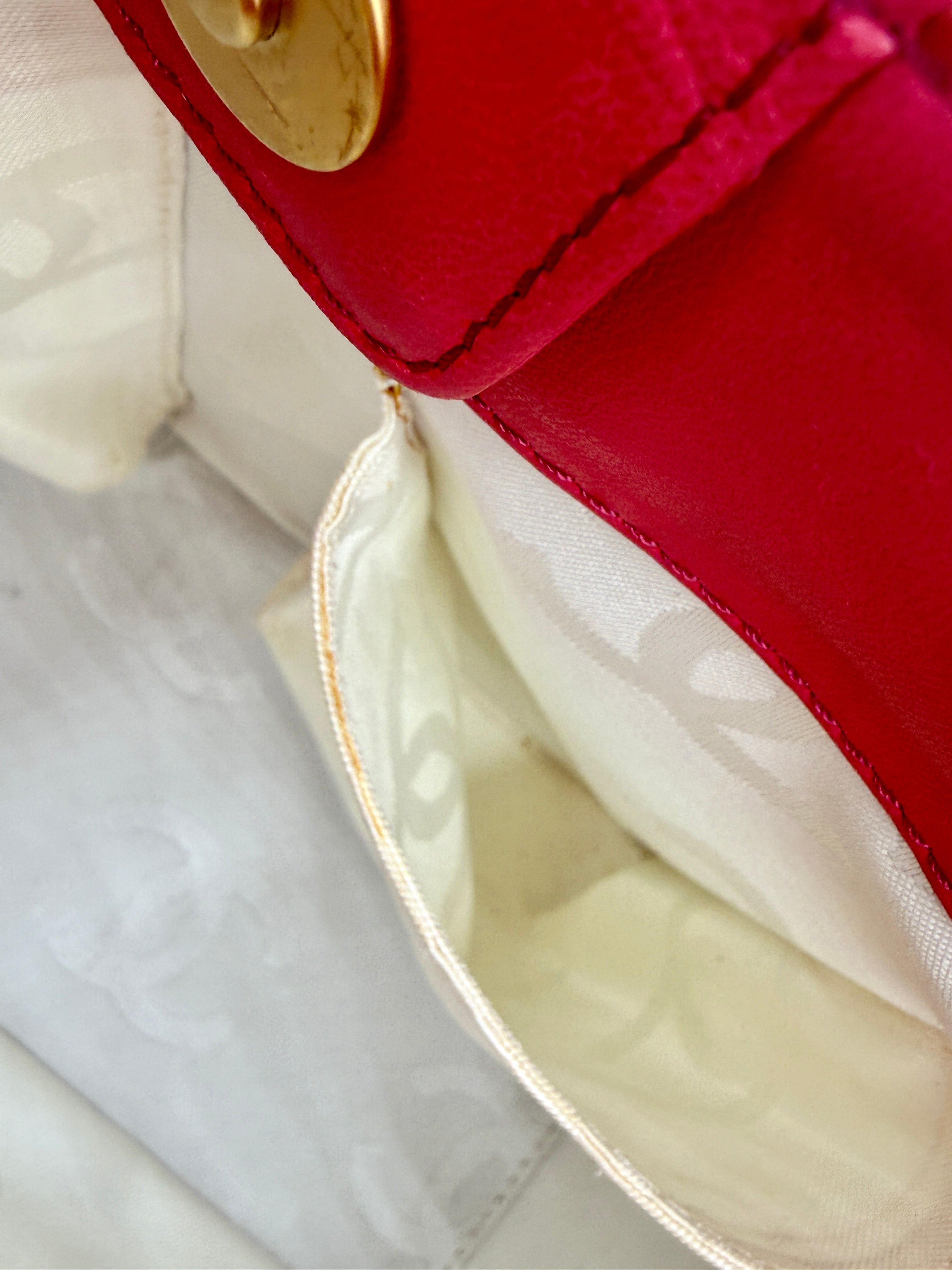 Chanel Vintage Triple C Red Patent Leather Tote 2004-2005 Collection by Karl Lagerfeld - Pre Owned Authentic