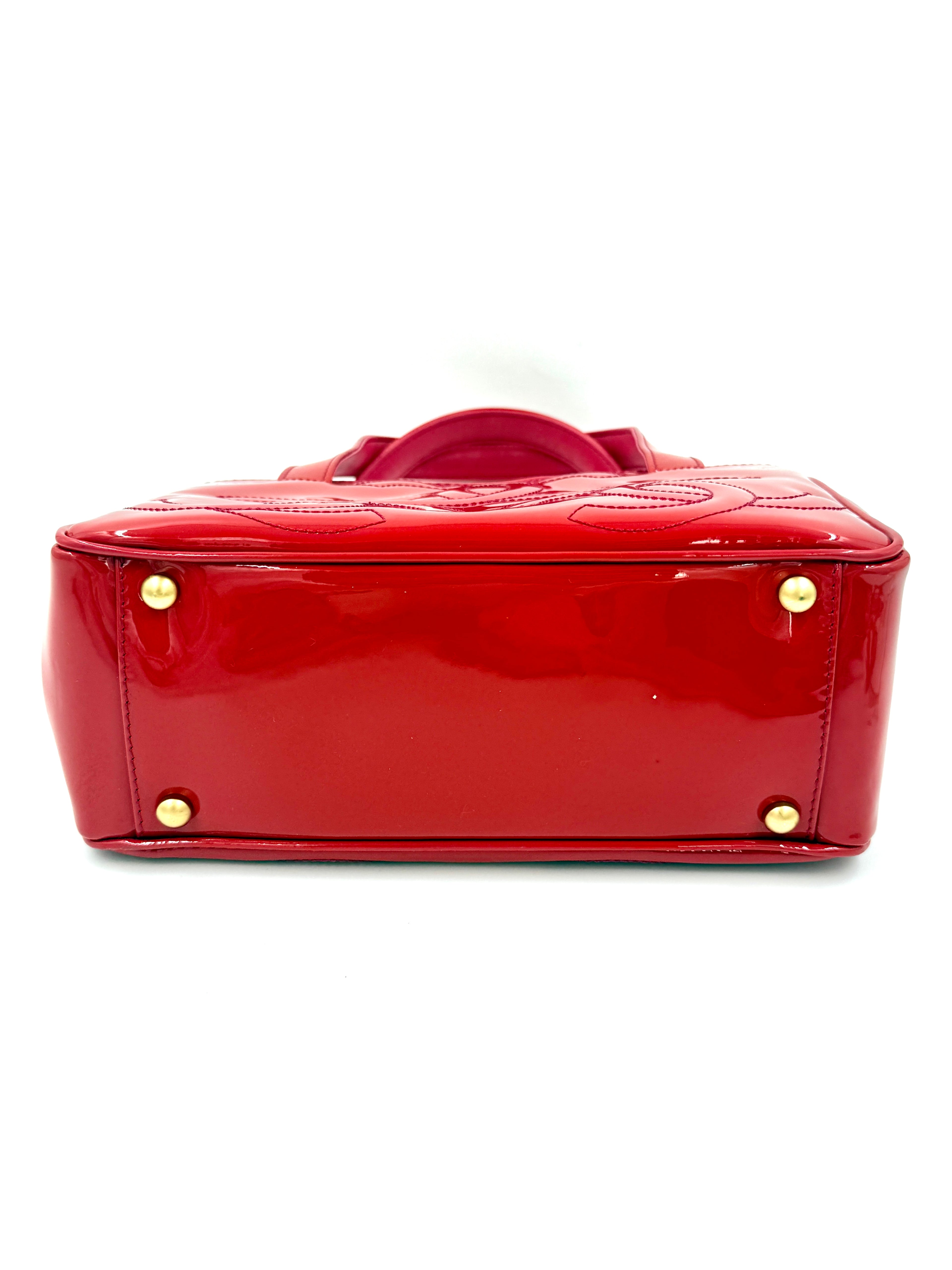 Chanel Vintage Triple C Red Patent Leather Tote 2004-2005 Collection by Karl Lagerfeld - Pre Owned Authentic