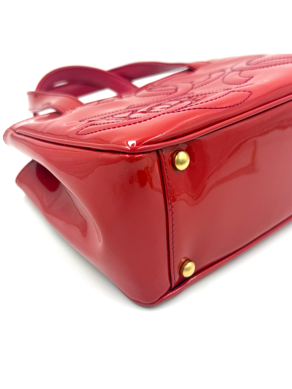 Chanel Vintage Triple C Red Patent Leather Tote 2004-2005 Collection by Karl Lagerfeld - Pre Owned Authentic