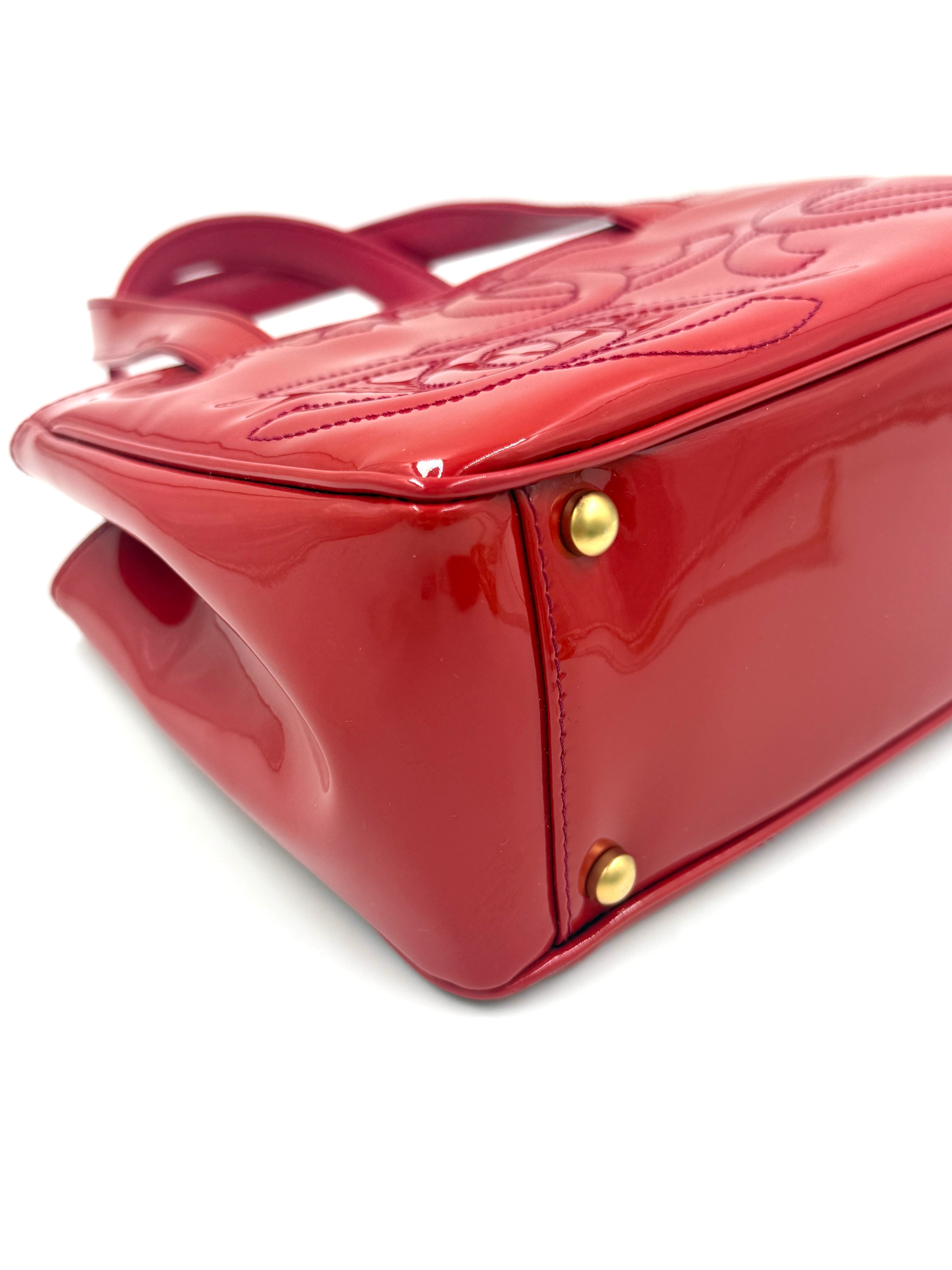 Chanel Vintage Triple C Red Patent Leather Tote 2004-2005 Collection by Karl Lagerfeld - Pre Owned Authentic