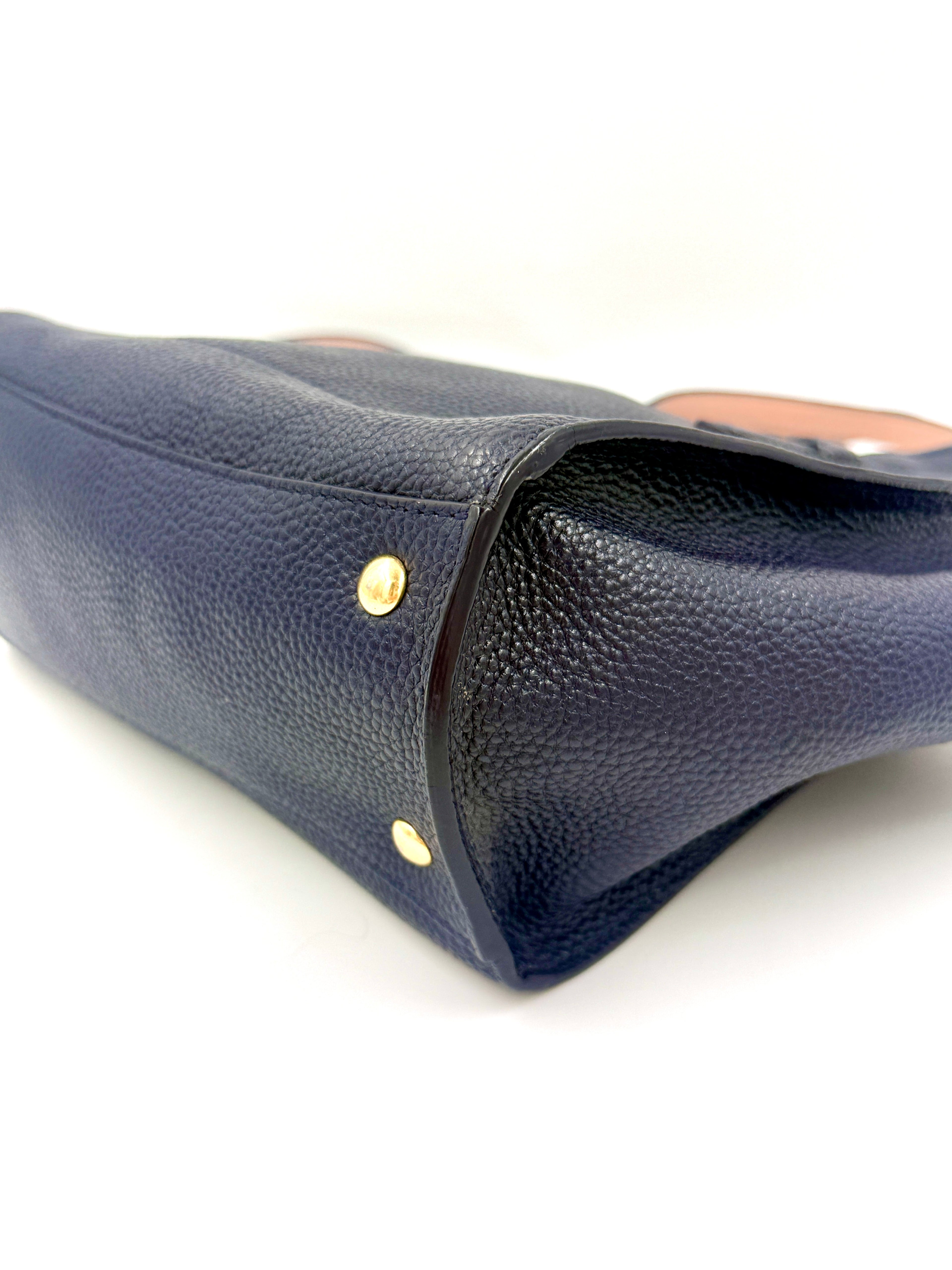 Salvatore Ferragamo Navy Blue AMY Tote with Detachable Crossbody Strap - Pre Owned Authentic