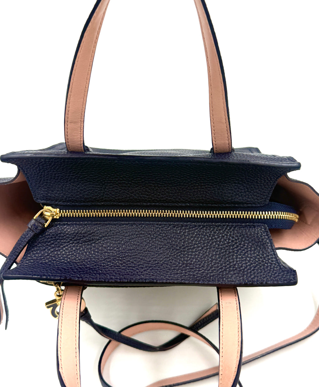 Salvatore Ferragamo Navy Blue AMY Tote with Detachable Crossbody Strap - Pre Owned Authentic