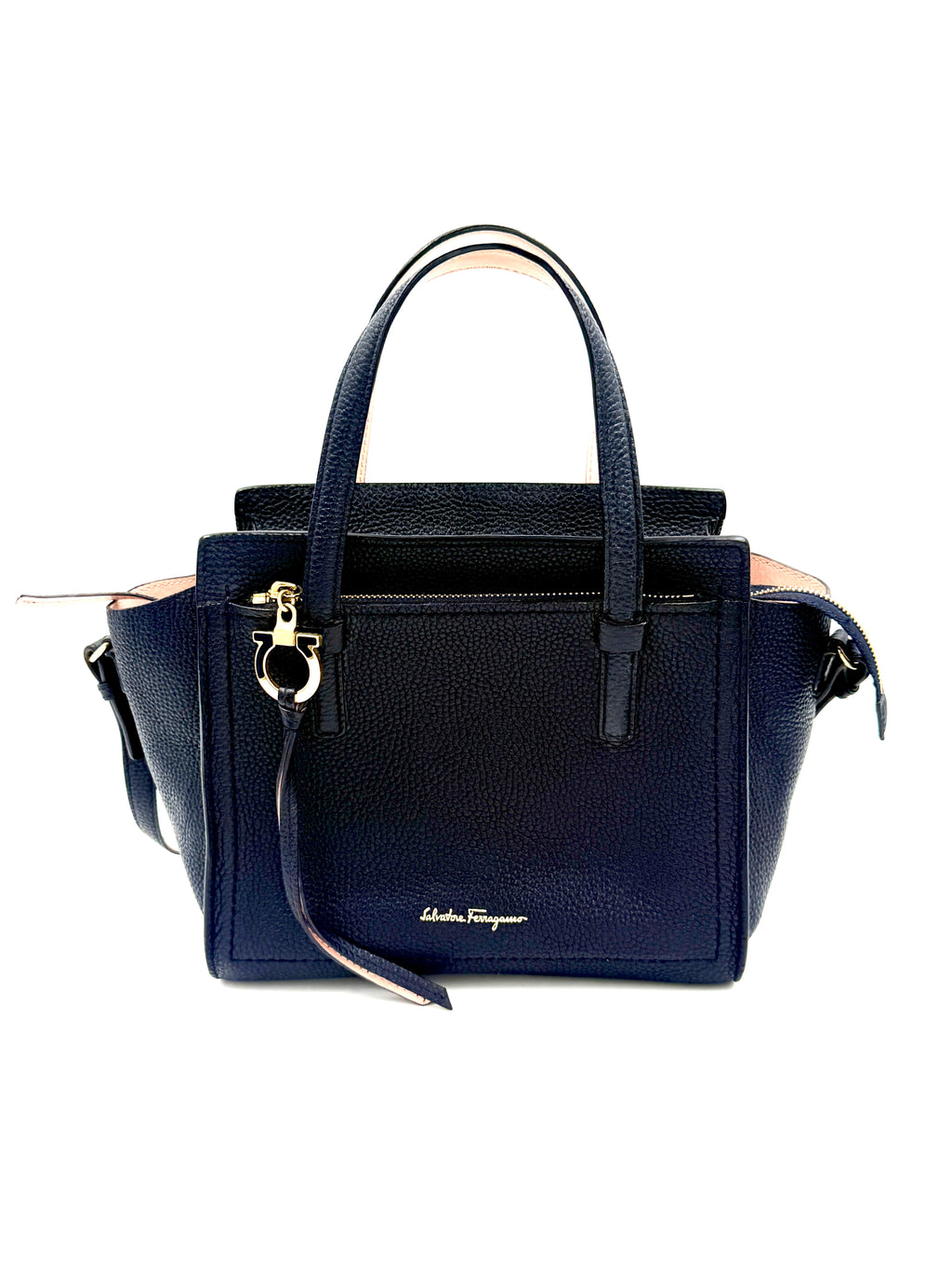 Salvatore Ferragamo Navy Blue AMY Tote with Detachable Crossbody Strap - Pre Owned Authentic