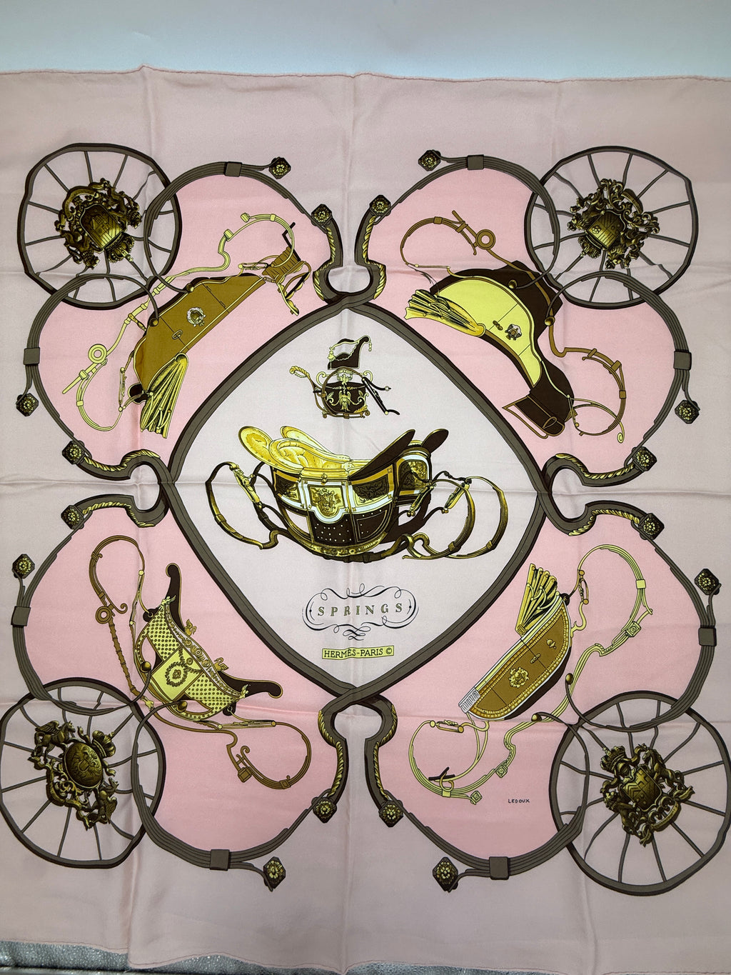 Hermès Philippe Ledoux "Springs" Vintage Silk Scarf 1974 - Pre Owned Authentic