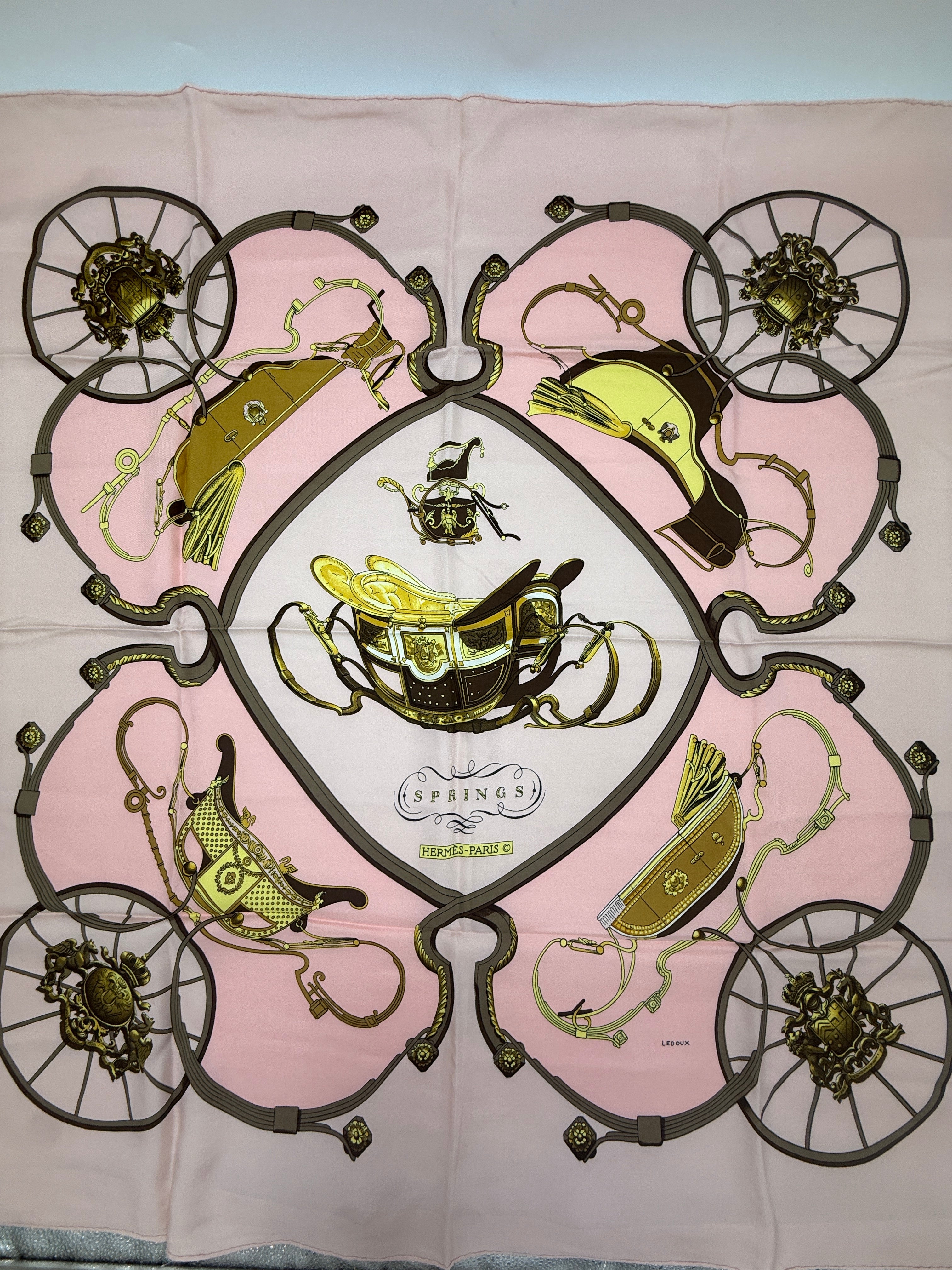 Hermès Philippe Ledoux "Springs" Vintage Silk Scarf 1974 - Pre Owned Authentic