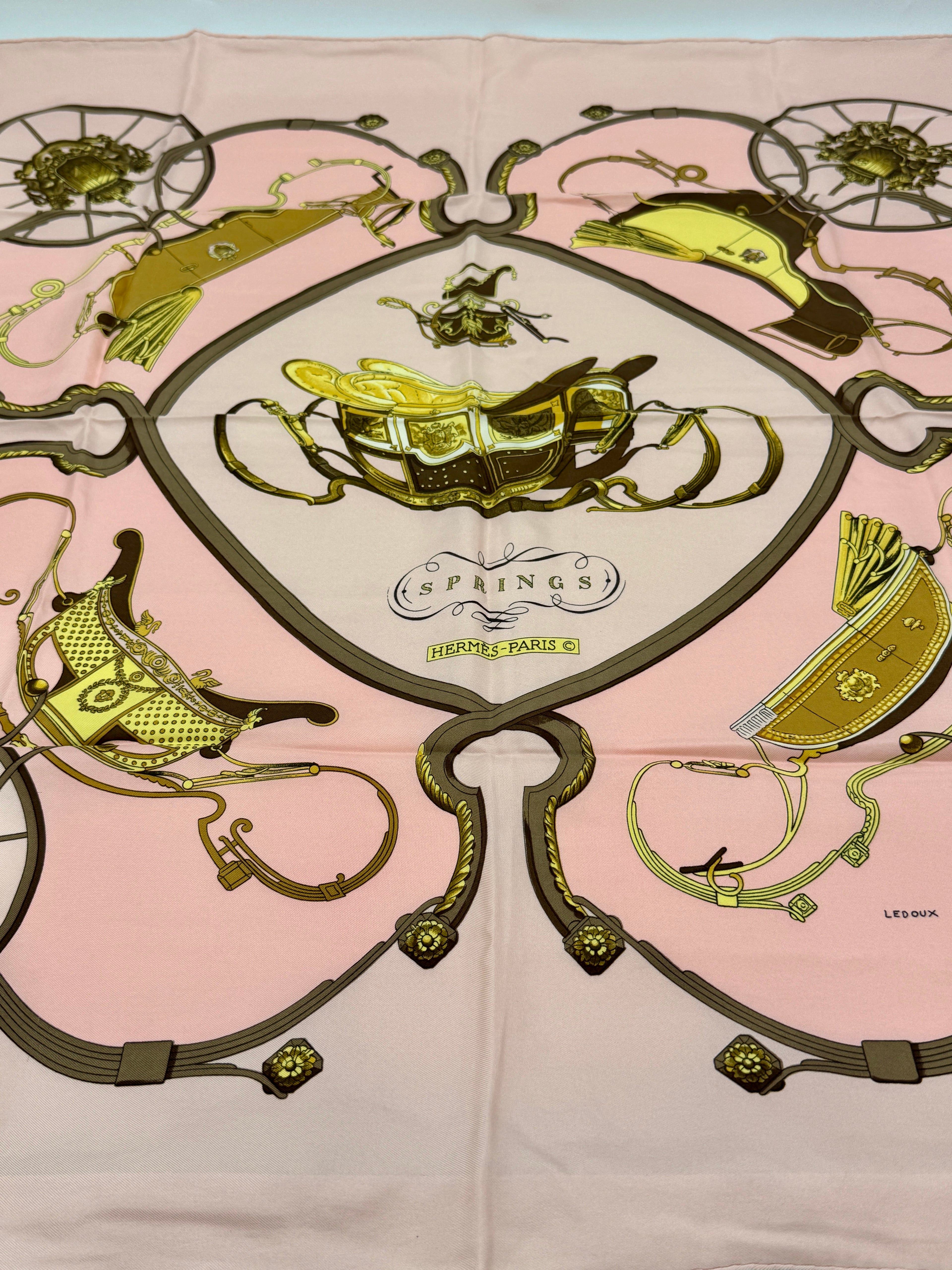 Hermès Philippe Ledoux "Springs" Vintage Silk Scarf 1974 - Pre Owned Authentic