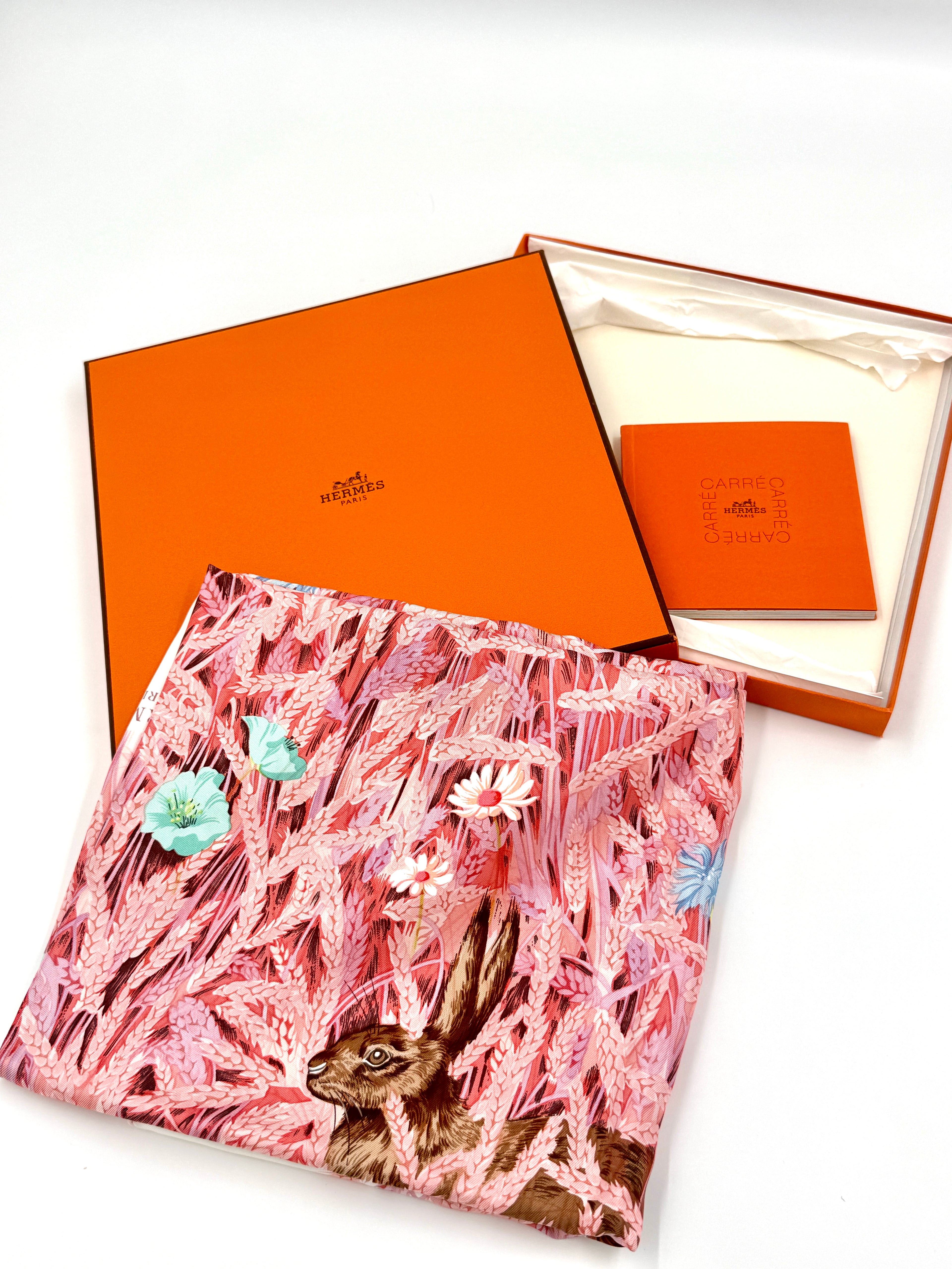 Hermès Hugo Grygkar "Les Bles" Silk Scarf with Box and Booklet - Pre Owned Authentic