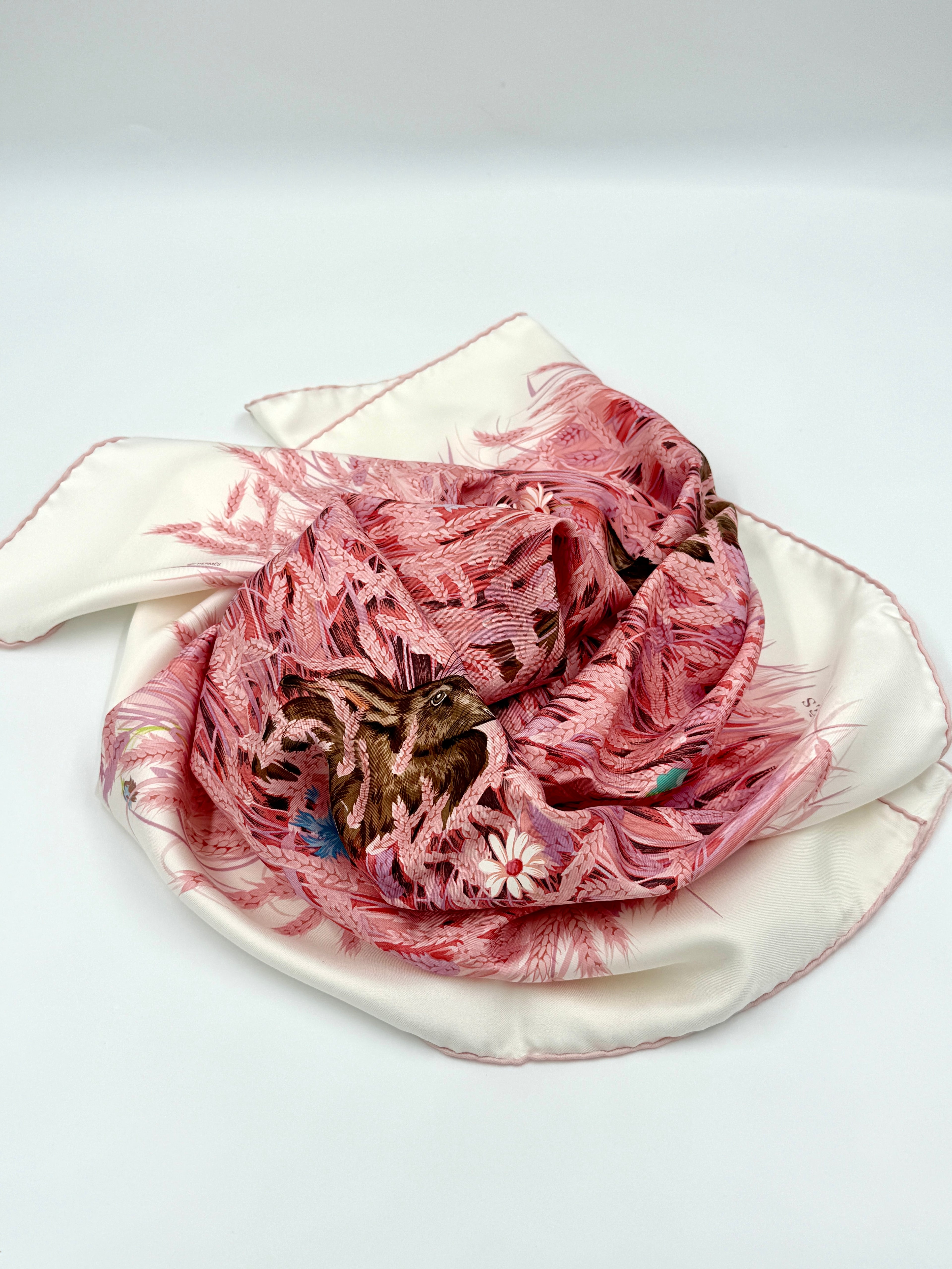 Hermès Hugo Grygkar "Les Bles" Silk Scarf with Box and Booklet - Pre Owned Authentic