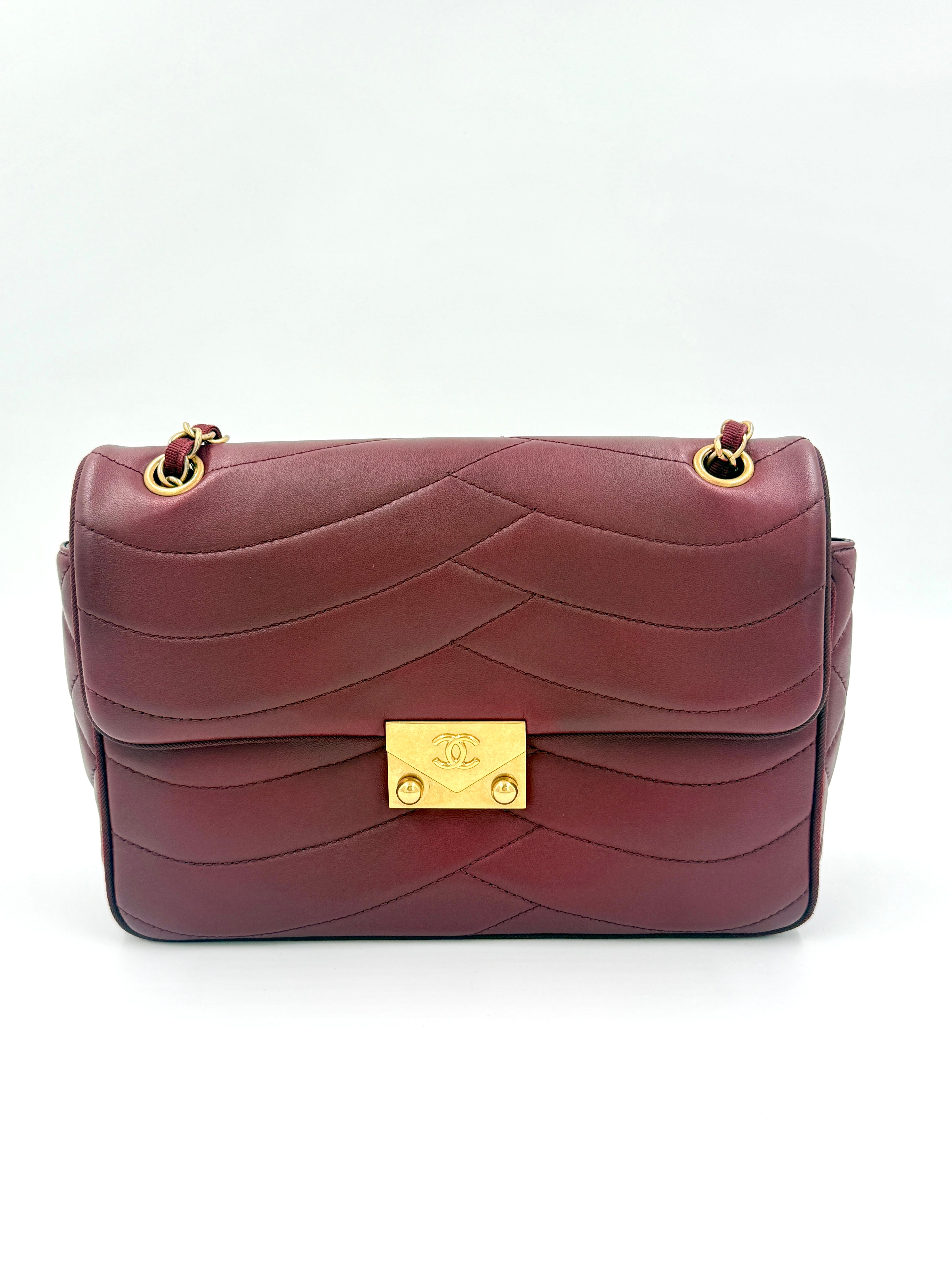 Chanel Burgundy Paris-Seoul Pagoda Flap Bag with Gold Hardware - Pre Owned Authentic