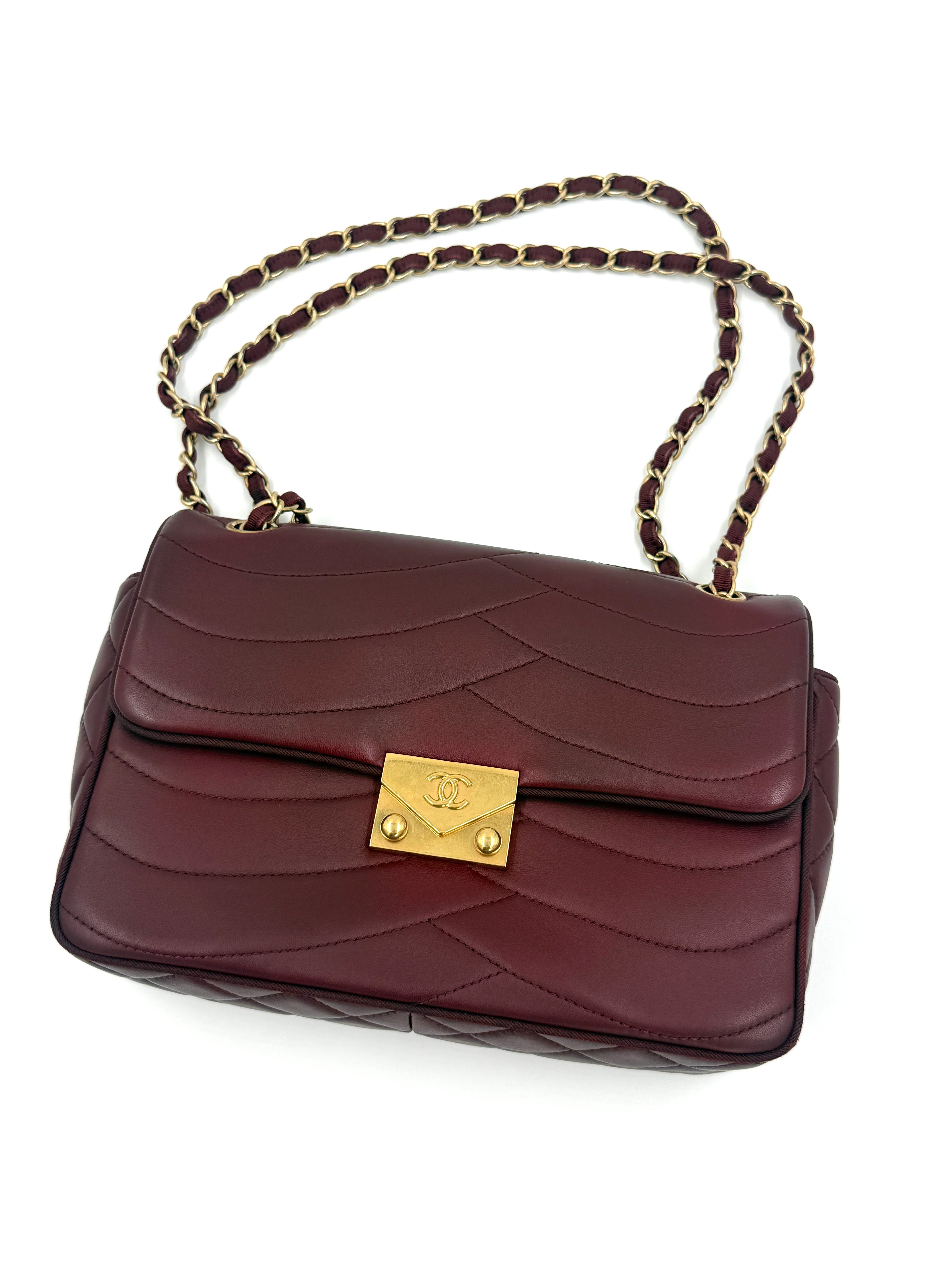 Chanel Burgundy Paris-Seoul Pagoda Flap Bag with Gold Hardware - Pre Owned Authentic