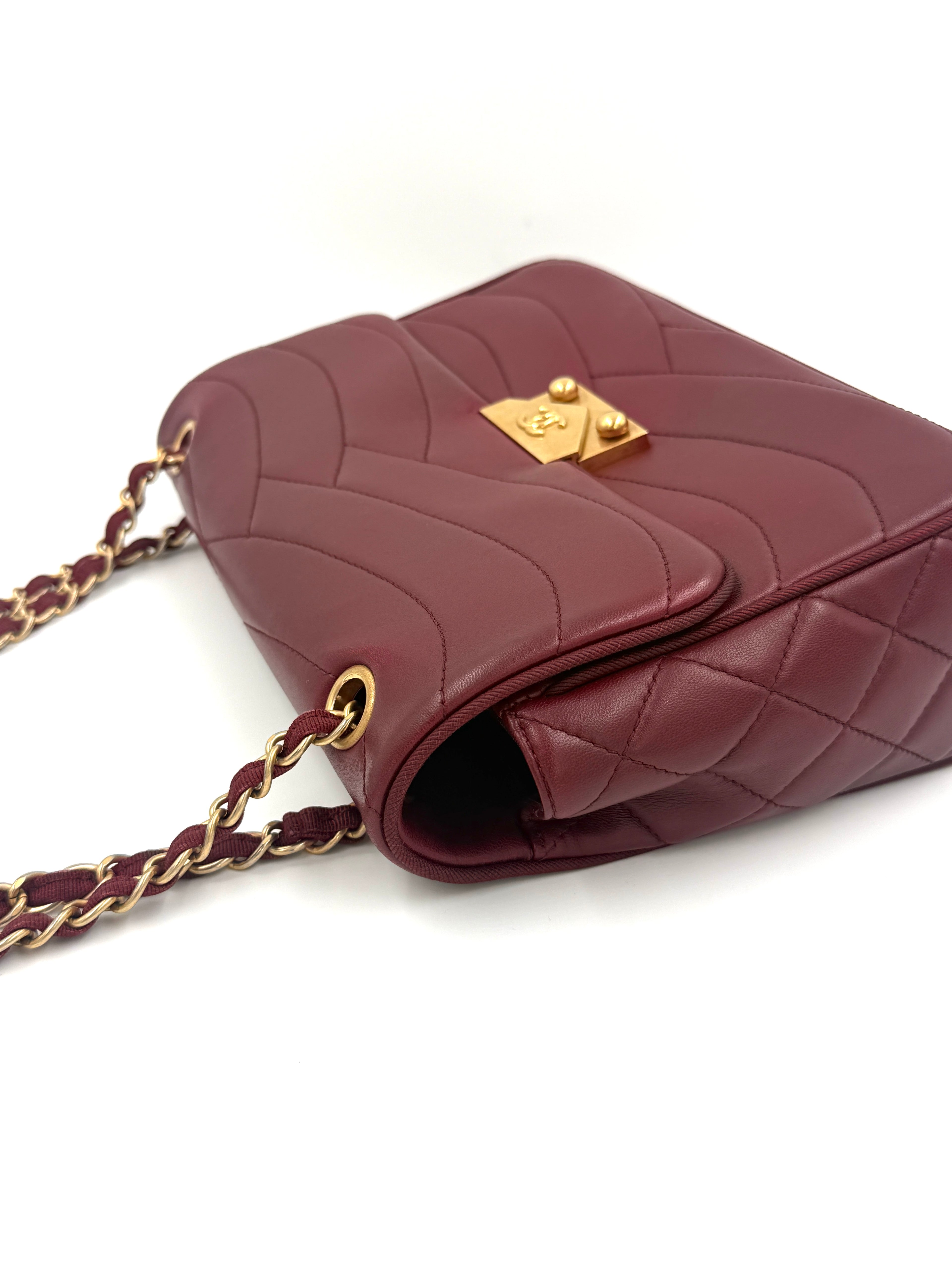 Chanel Burgundy Paris-Seoul Pagoda Flap Bag with Gold Hardware - Pre Owned Authentic