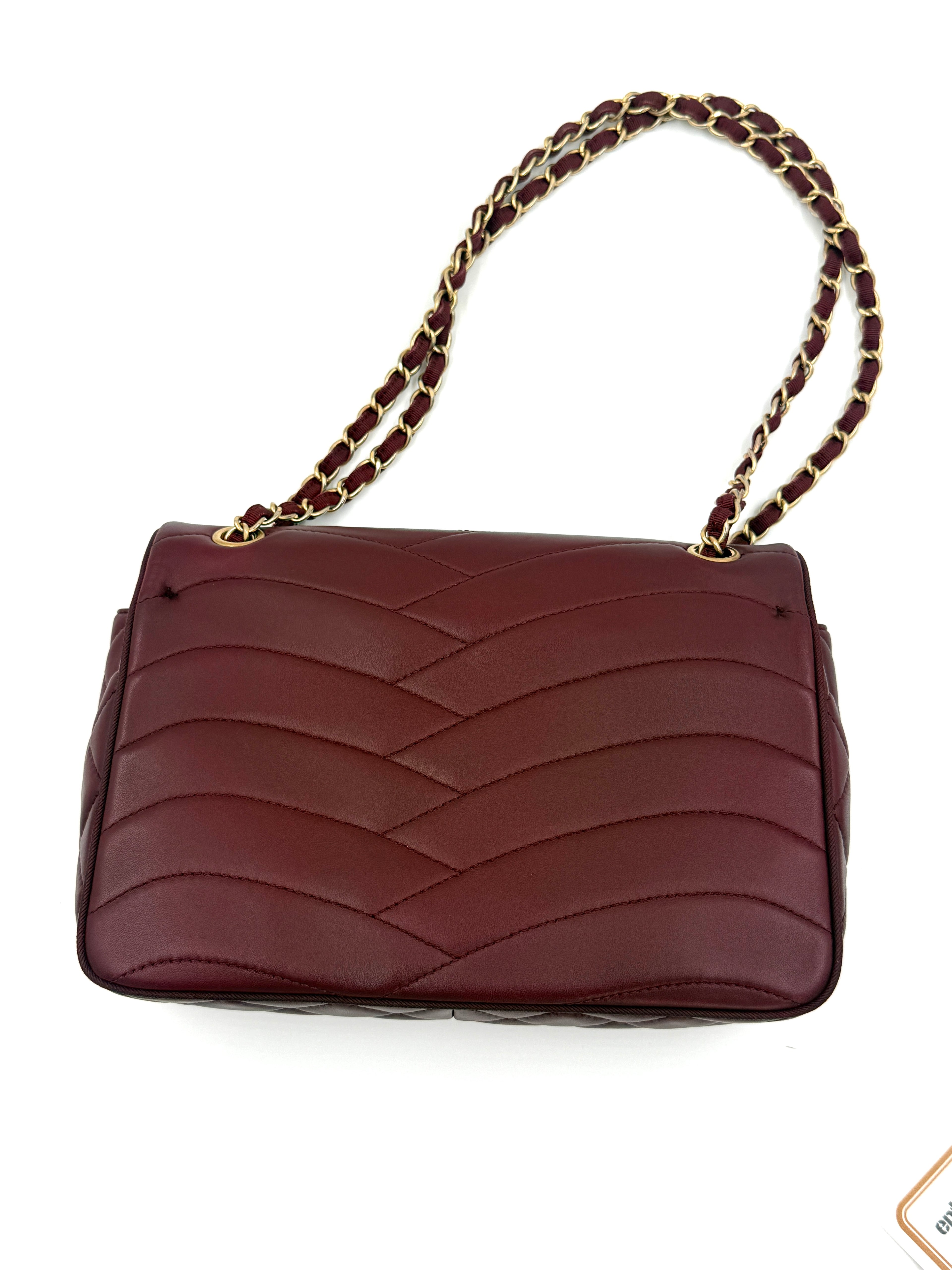 Chanel Burgundy Paris-Seoul Pagoda Flap Bag with Gold Hardware - Pre Owned Authentic