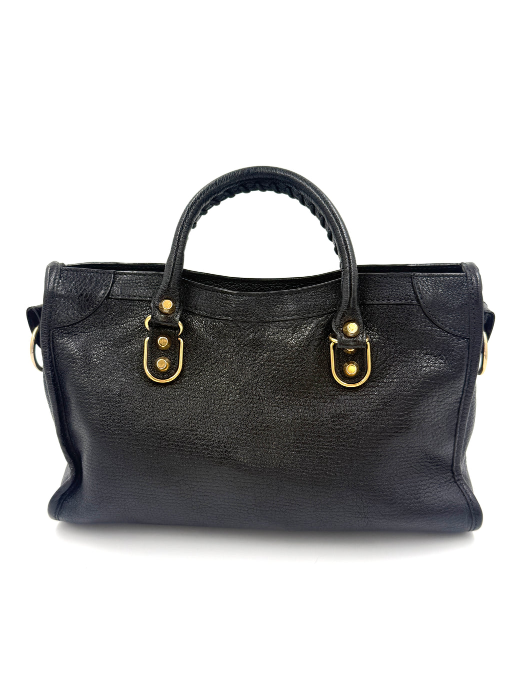 Balenciaga Black Agneau Gold Metallic Edge Classic City Bag Small - Pre Owned Authentic