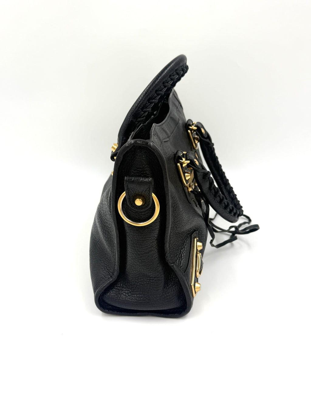 Balenciaga Black Agneau Gold Metallic Edge Classic City Bag Small - Pre Owned Authentic