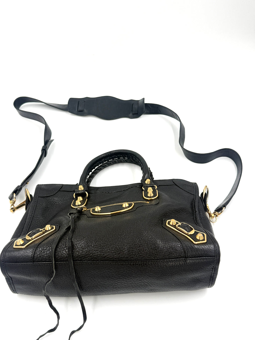 Balenciaga Black Agneau Gold Metallic Edge Classic City Bag Small - Pre Owned Authentic