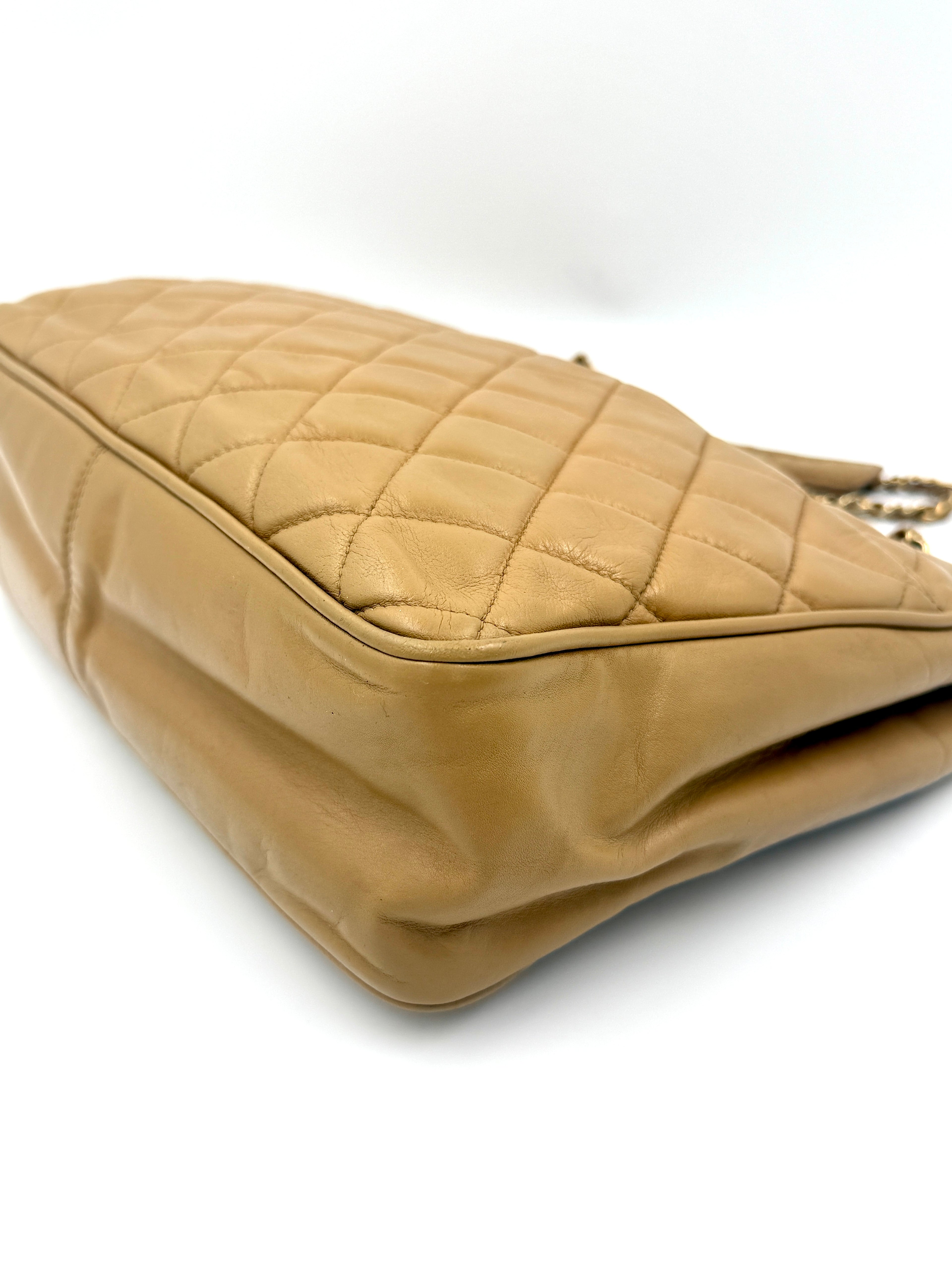 Chanel Vintage Beige Matelasse Shopper with Gold Hardware Pre Owned Authentic