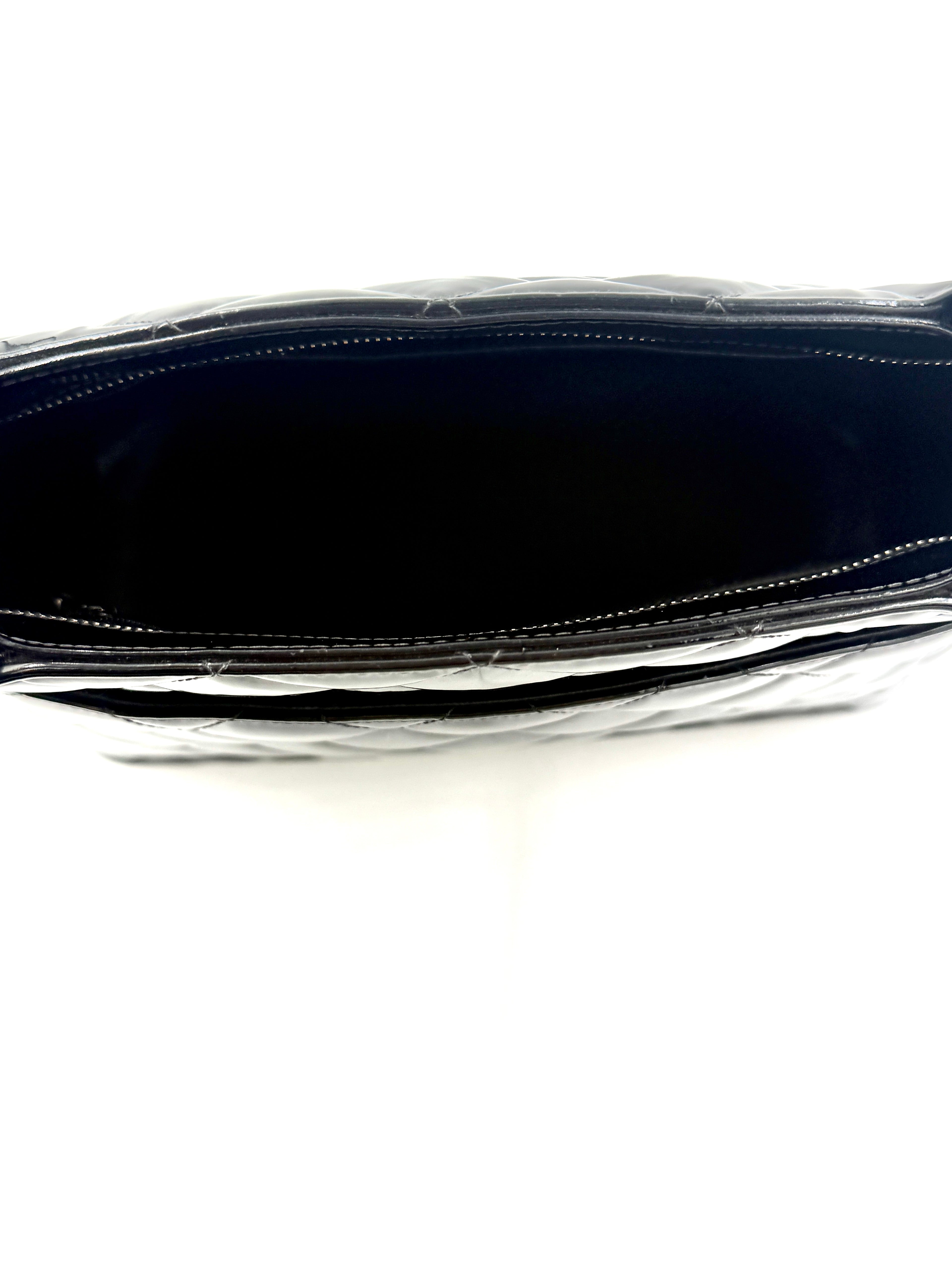 Chanel Black Quilted Patent Leather Medallion Tote Bag with Silver Hardware - Pre Owned Authentic