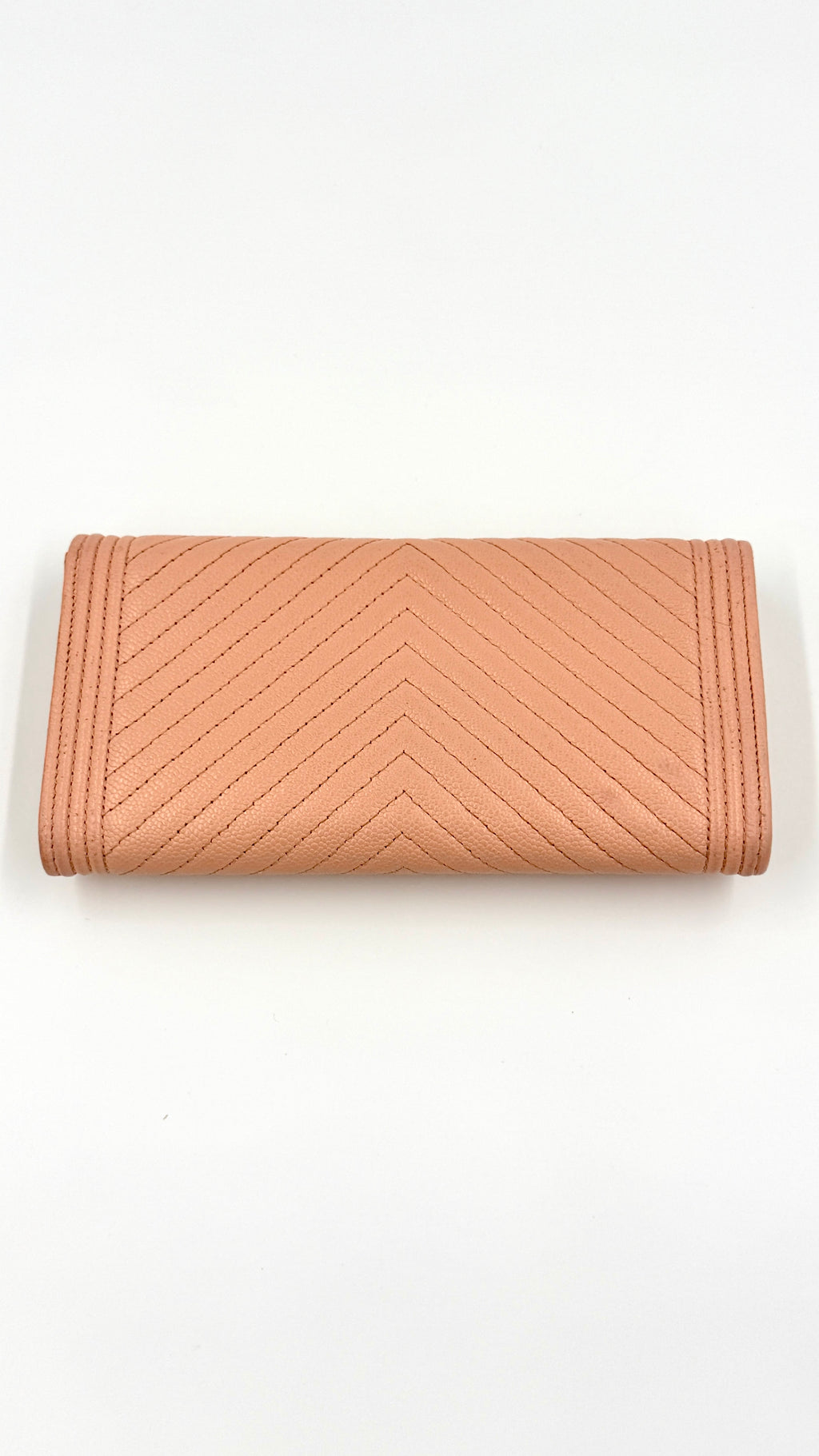 Chanel Caviar Leather Chevron Boy Wallet with Gold Hardware - Pre Owned Authentic