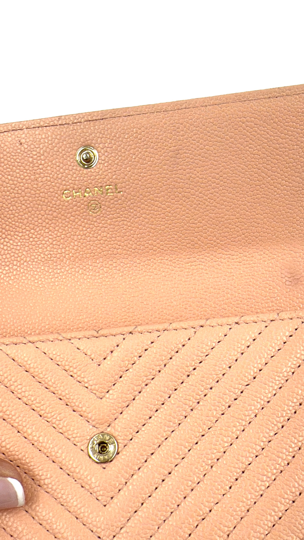 Chanel Caviar Leather Chevron Boy Wallet with Gold Hardware - Pre Owned Authentic