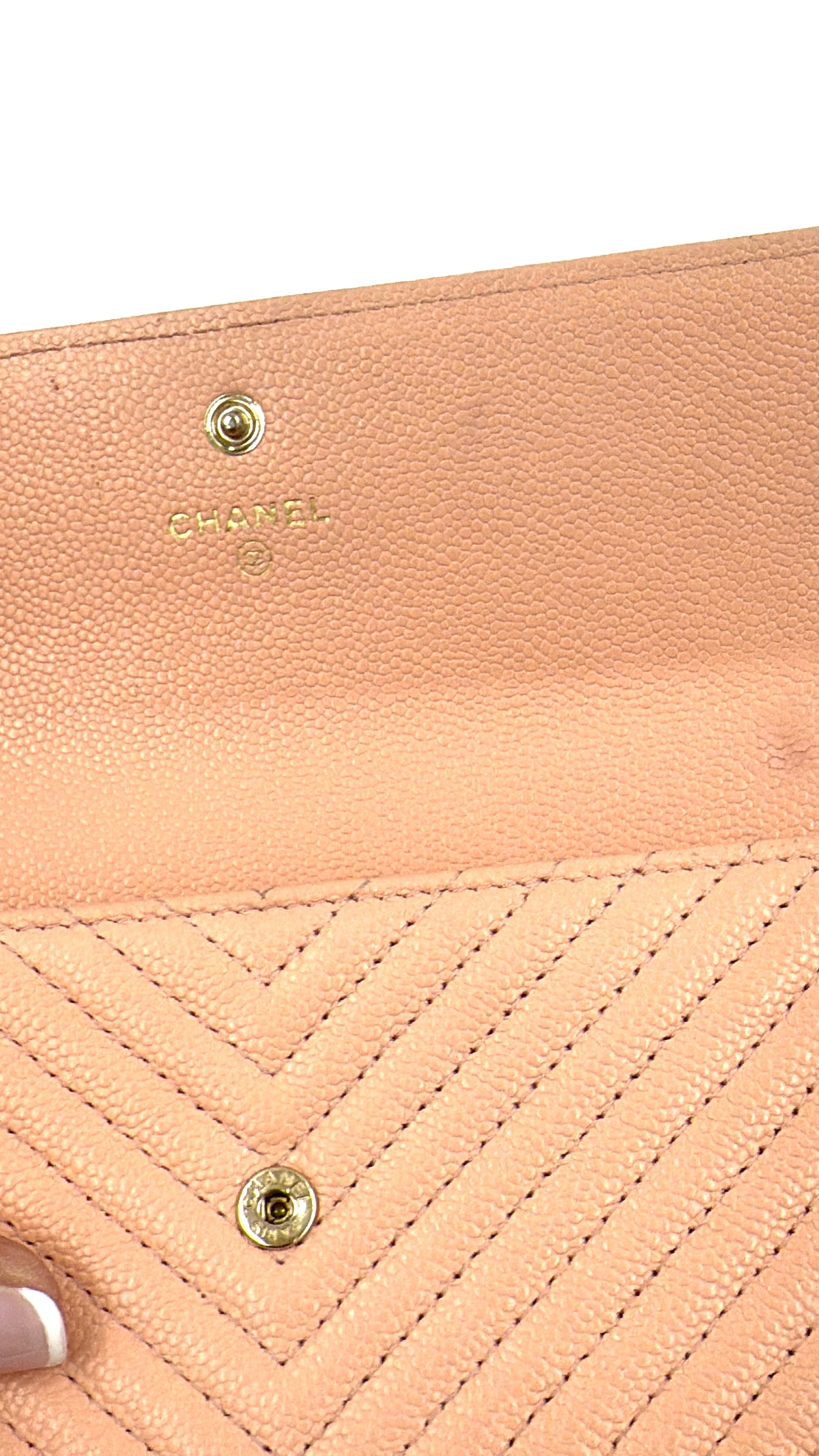 Chanel Caviar Leather Chevron Boy Wallet with Gold Hardware - Pre Owned Authentic