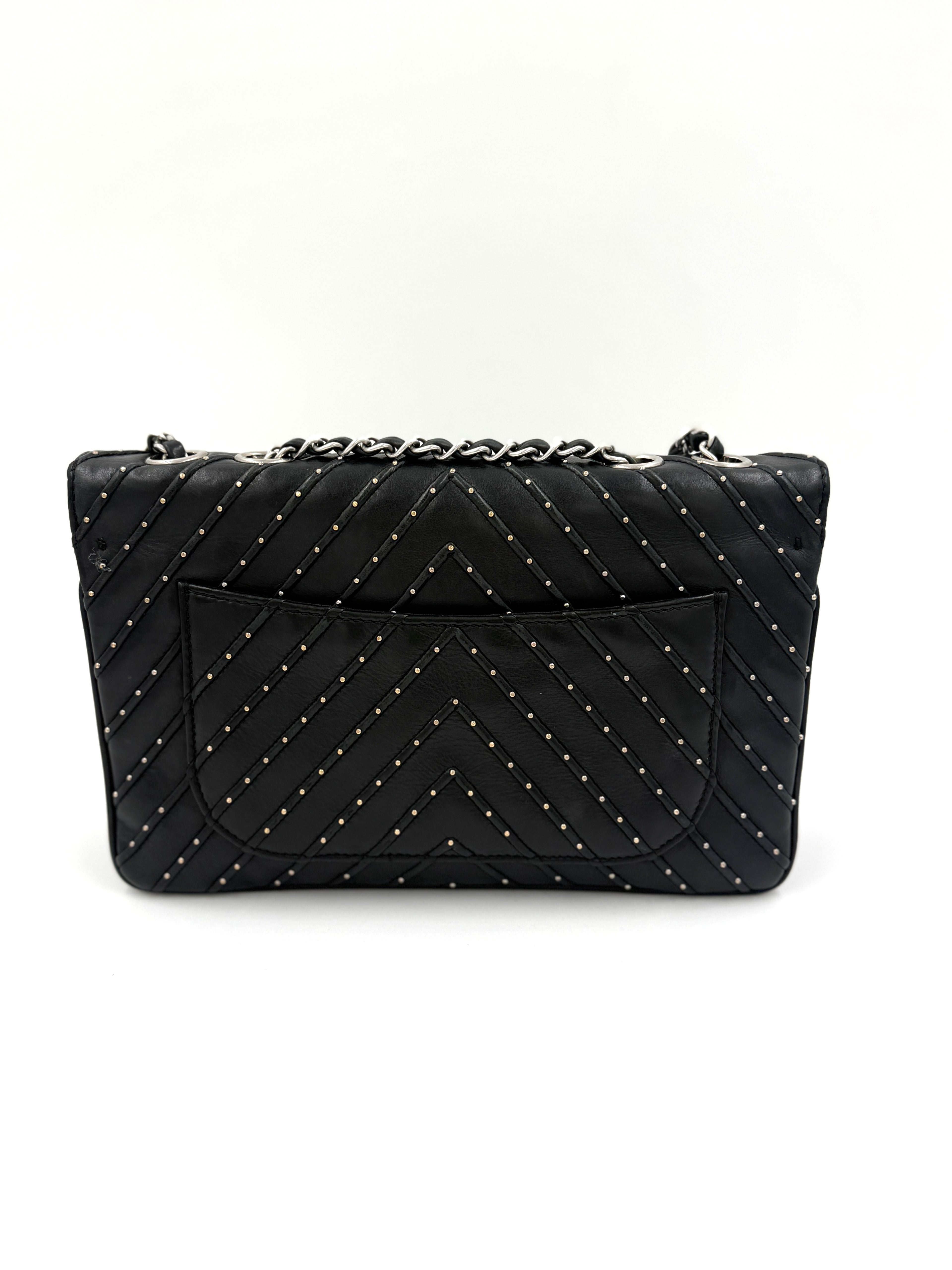 Chanel Studded Chevron CC Flap Bag - Pre Owned Authentic