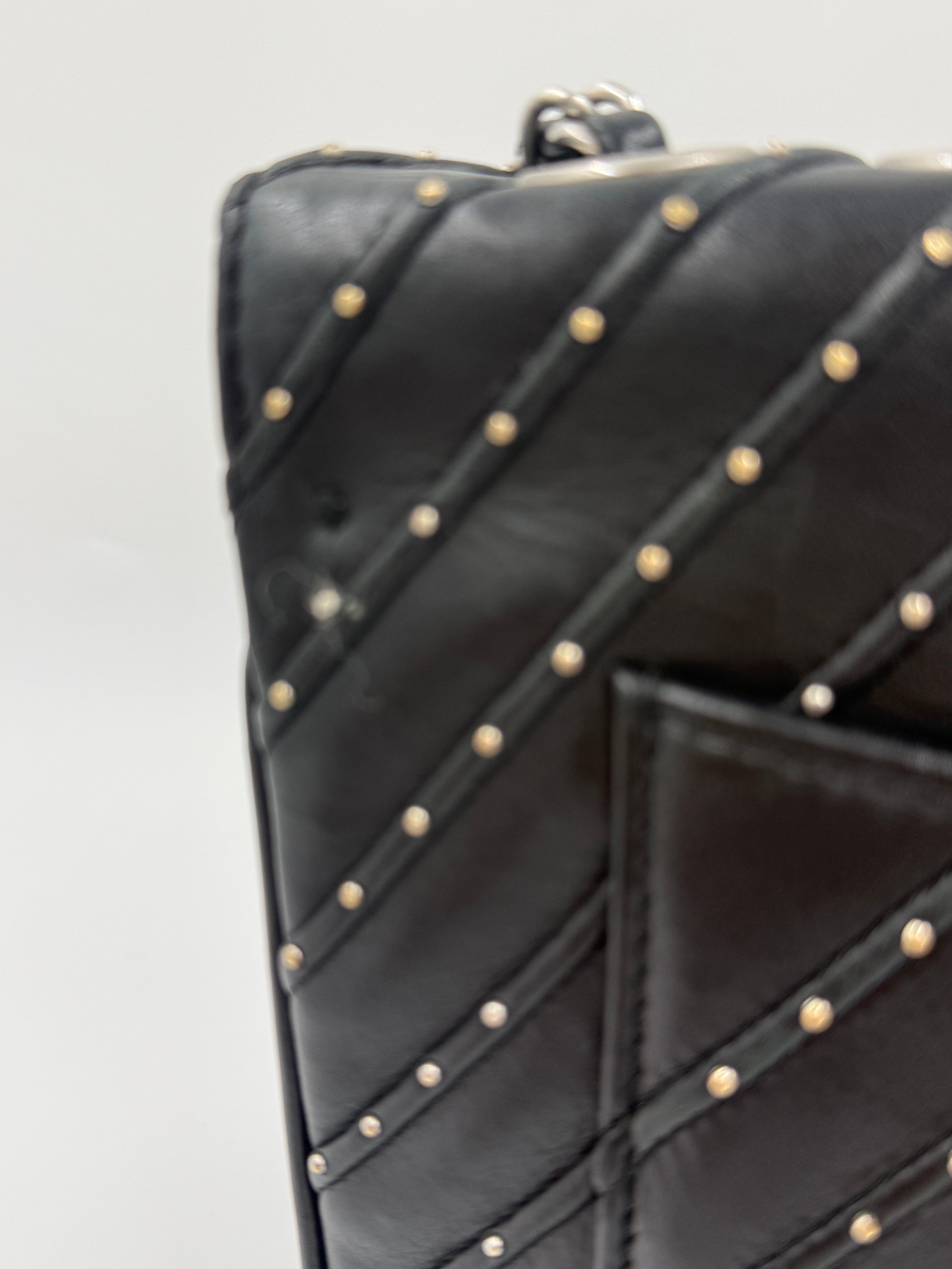 Chanel Studded Chevron CC Flap Bag - Pre Owned Authentic