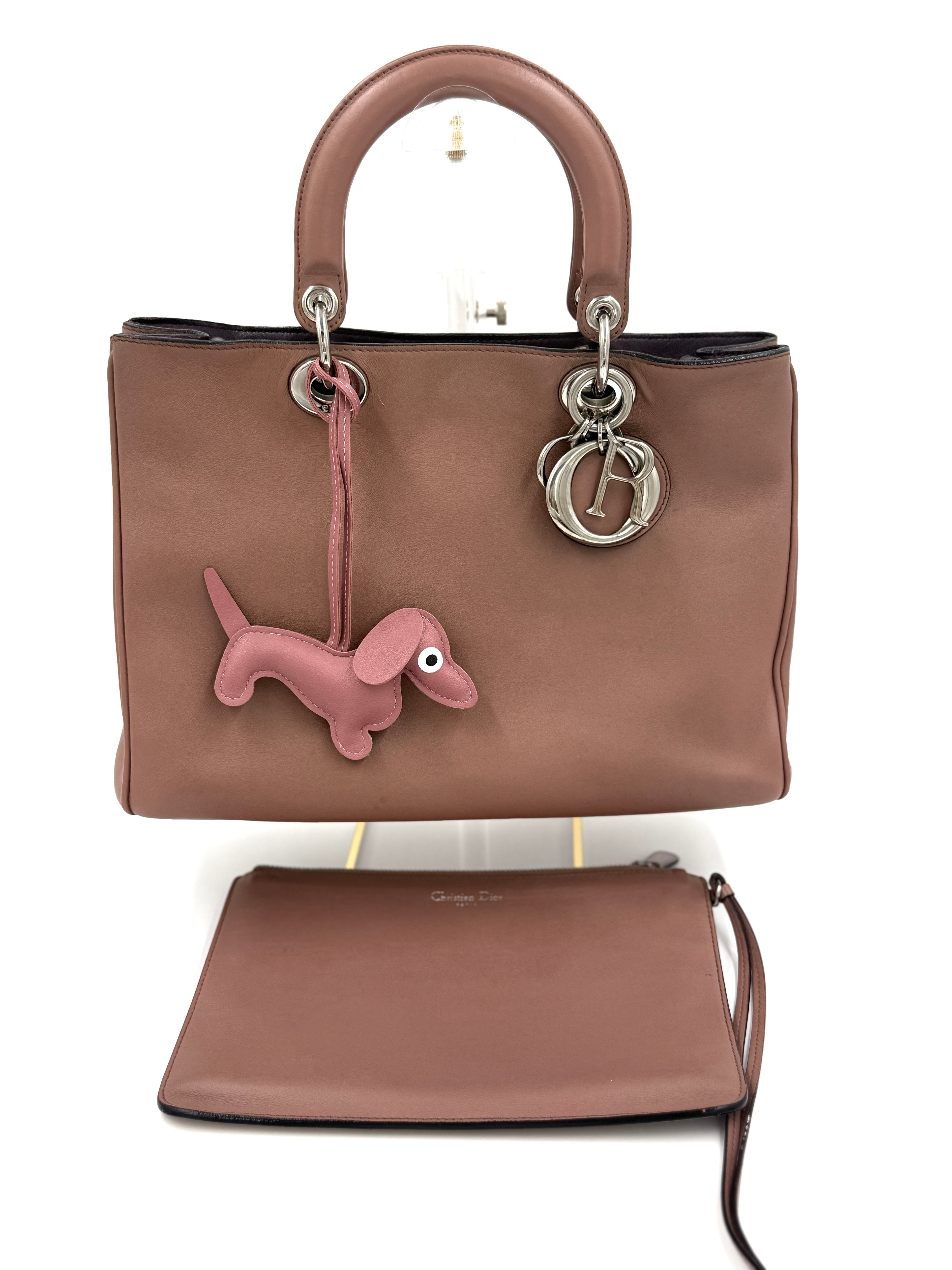 Dior Diorissimo Pinkish Brown with Silver Hardware Medium Pre Owned Authentic