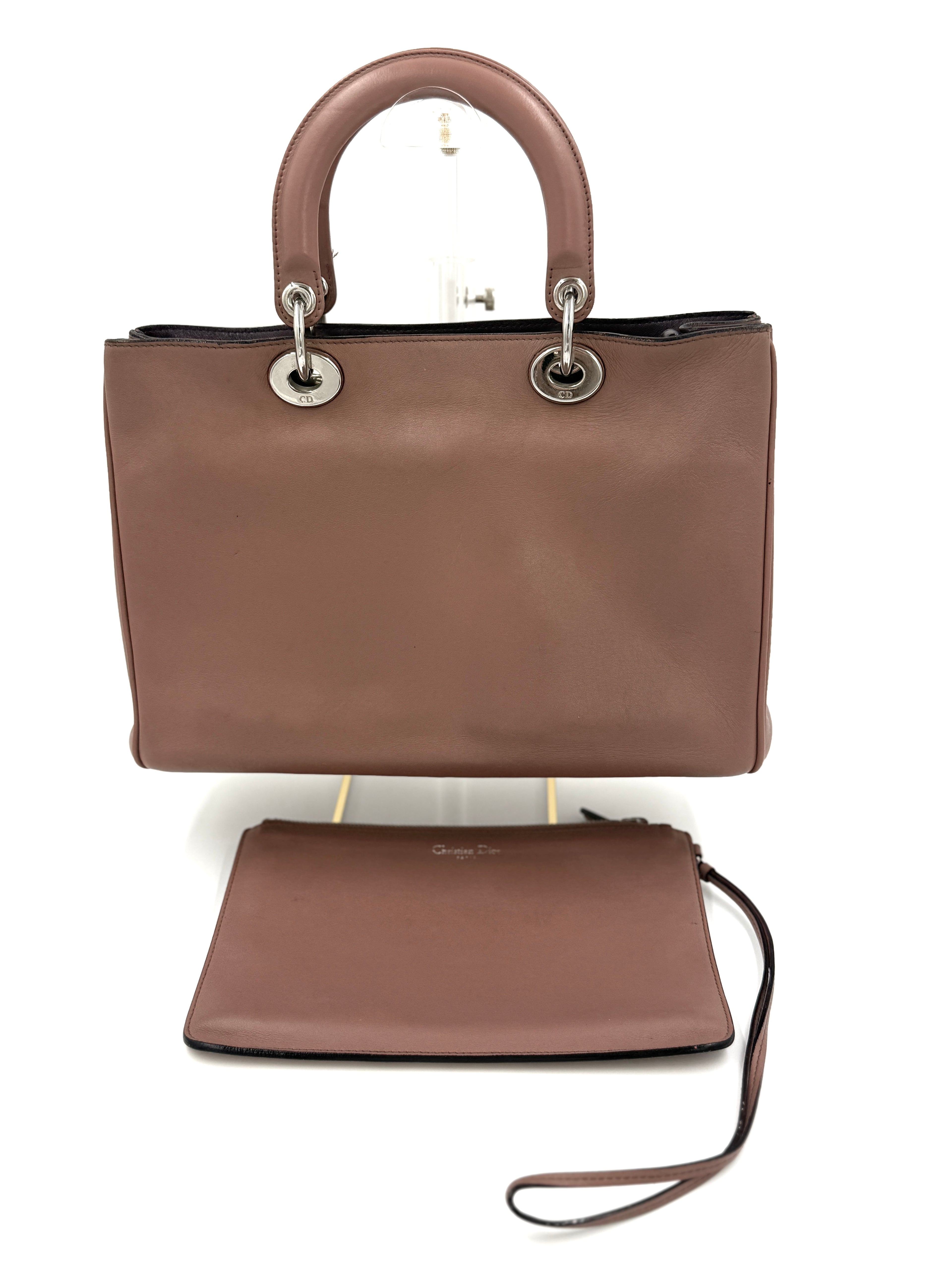 Dior Diorissimo Pinkish Brown with Silver Hardware Medium Pre Owned Authentic