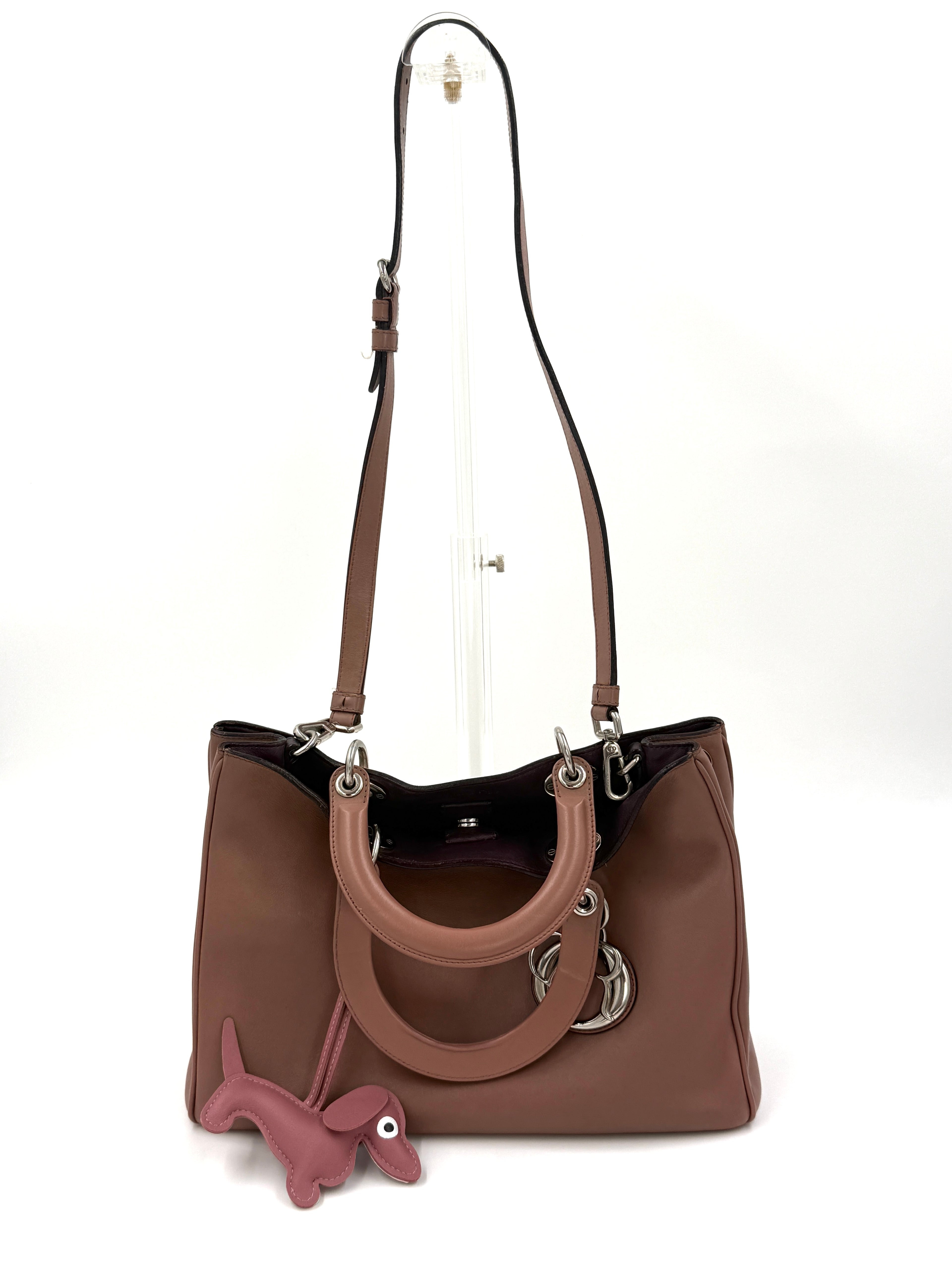 Dior Diorissimo Pinkish Brown with Silver Hardware Medium Pre Owned Authentic