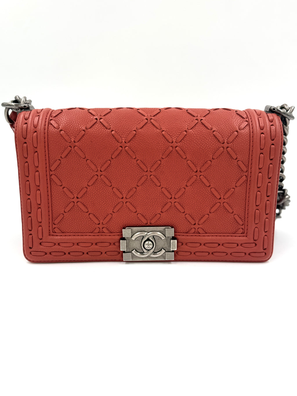 Chanel Paris-Dallas Boy Bag Whipstitch Caviar Medium with COA - Pre Owned Authentic