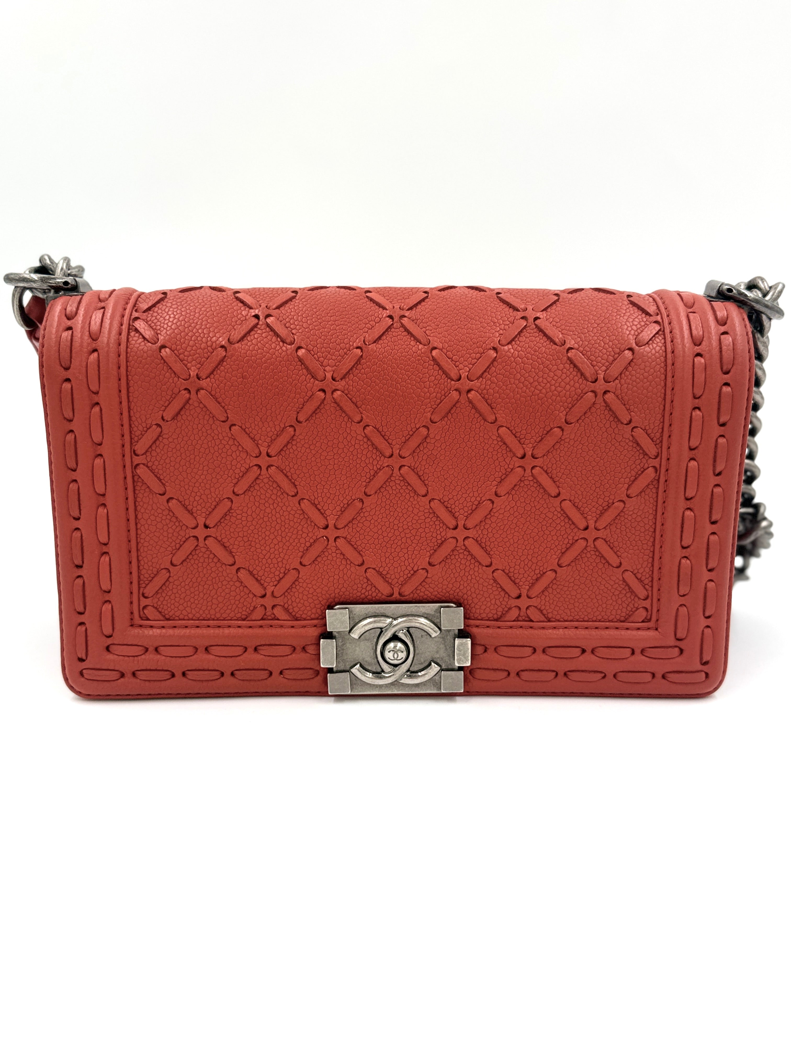 Chanel Paris-Dallas Boy Bag Whipstitch Caviar Medium with COA - Pre Owned Authentic