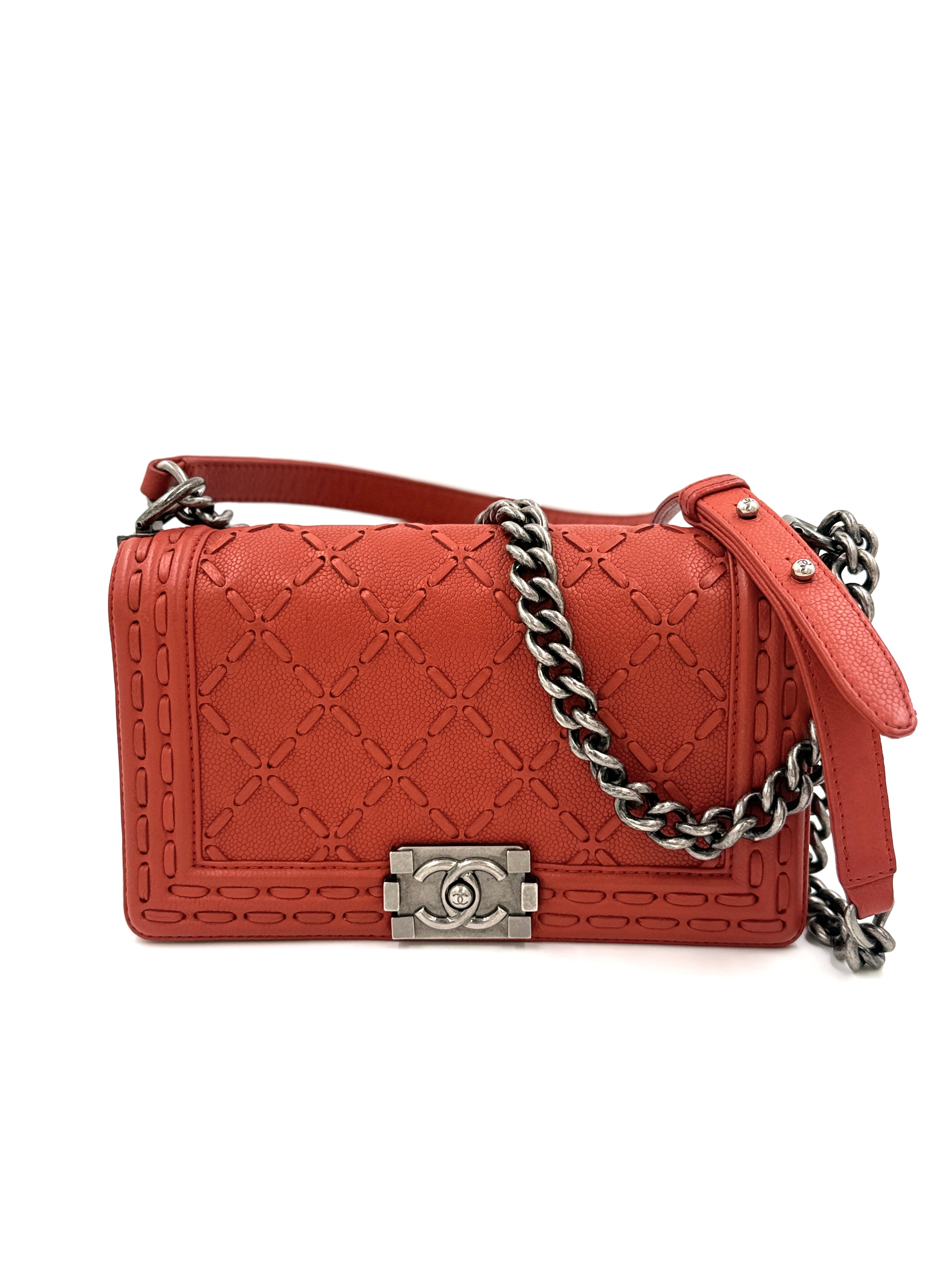 Chanel Paris-Dallas Boy Bag Whipstitch Caviar Medium with COA - Pre Owned Authentic