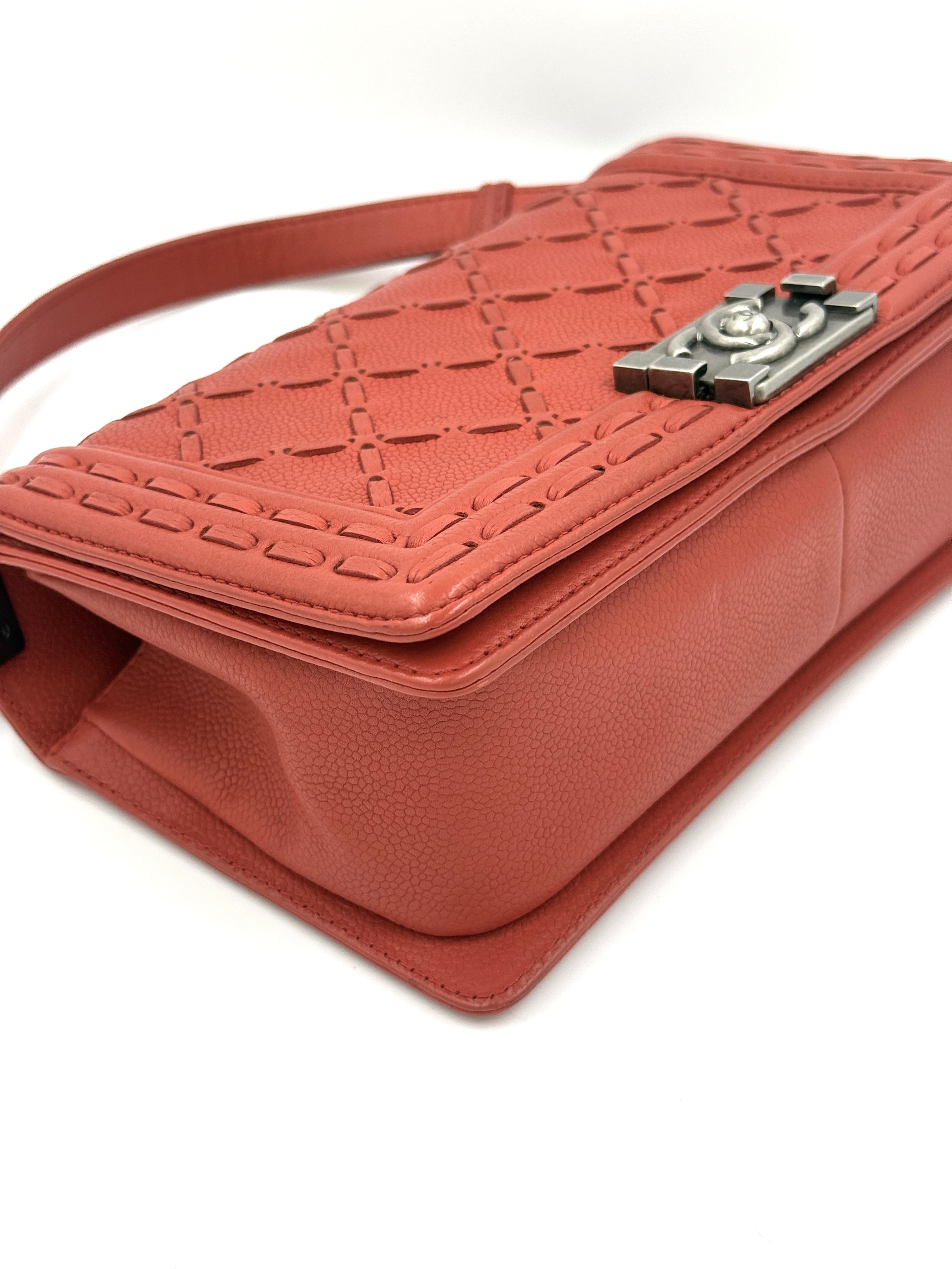 Chanel Paris-Dallas Boy Bag Whipstitch Caviar Medium with COA - Pre Owned Authentic