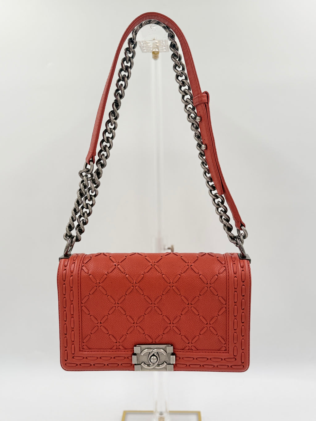 Chanel Paris-Dallas Boy Bag Whipstitch Caviar Medium with COA - Pre Owned Authentic