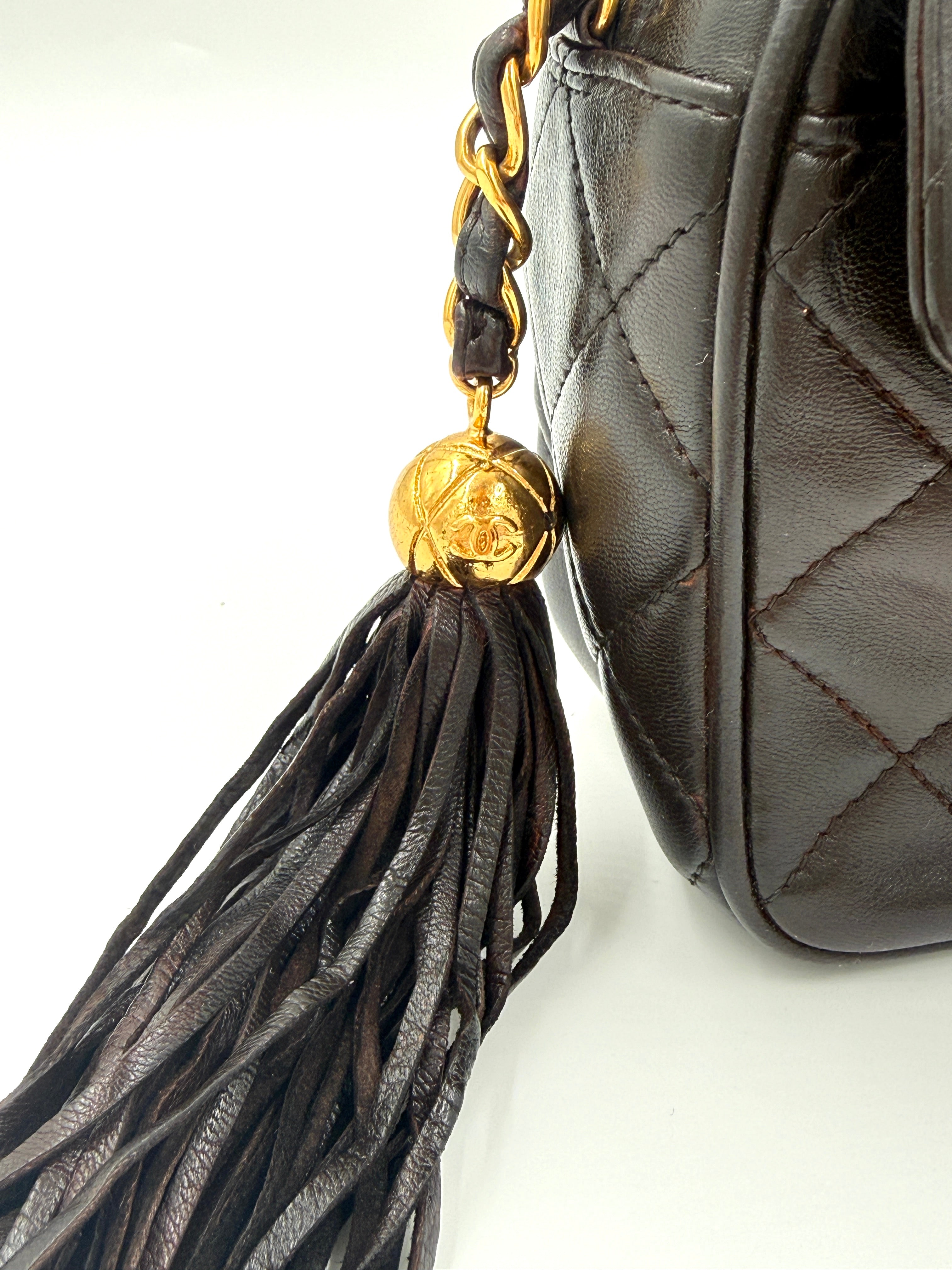 Pre-Owned Chanel CC Camera Bag Chocolate Brown Lambskin - Authenticated