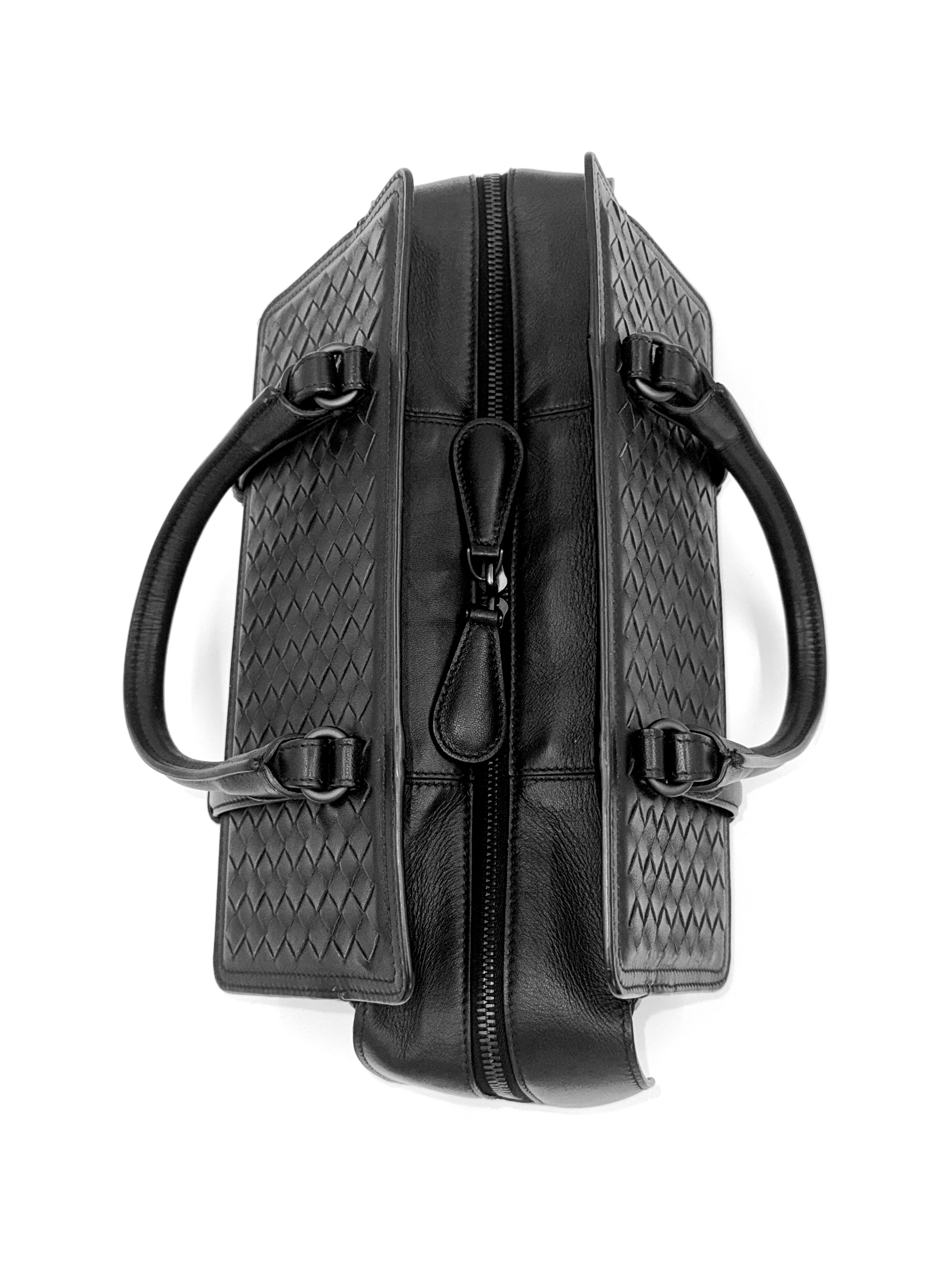 Bottega Veneta Black Intrecciato Woven Nappa Leather Monaco Medium Satchel Bag Pre Owned Authentic