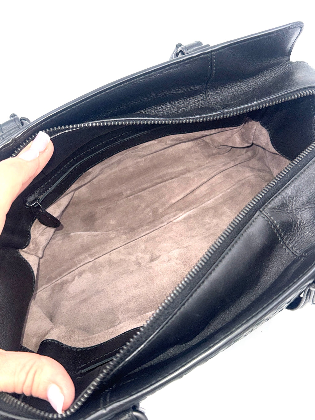 Bottega Veneta Black Intrecciato Woven Nappa Leather Monaco Medium Satchel Bag Pre Owned Authentic