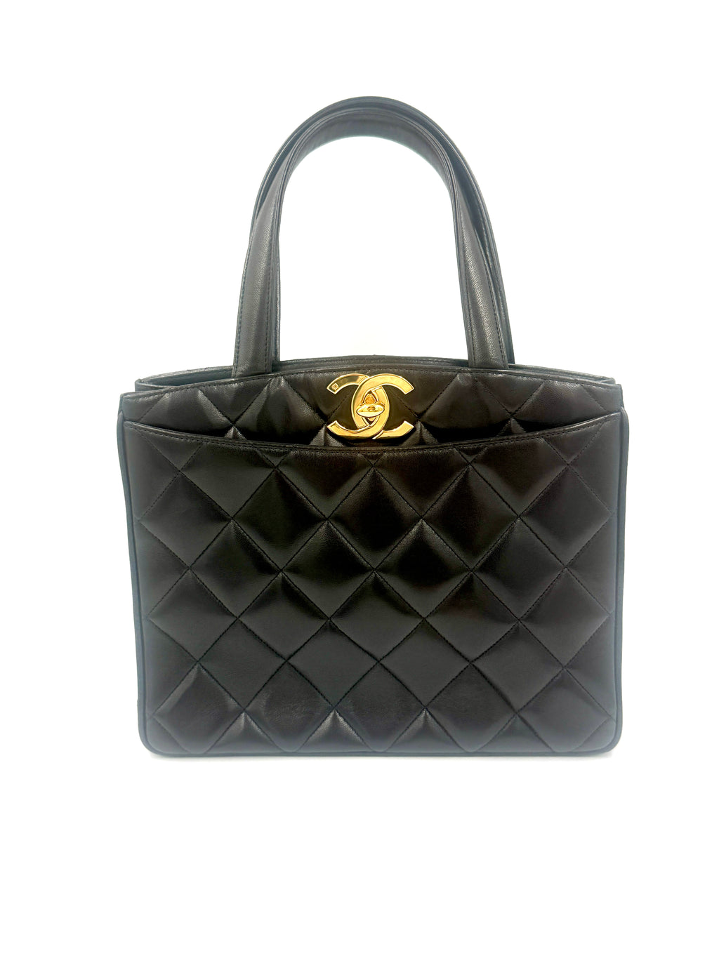 Pre-Owned Chanel Vintage Turnlock Matelasse Tote with 24k Gold Plated Hardware Series 3 1994-1996 - Authenticated