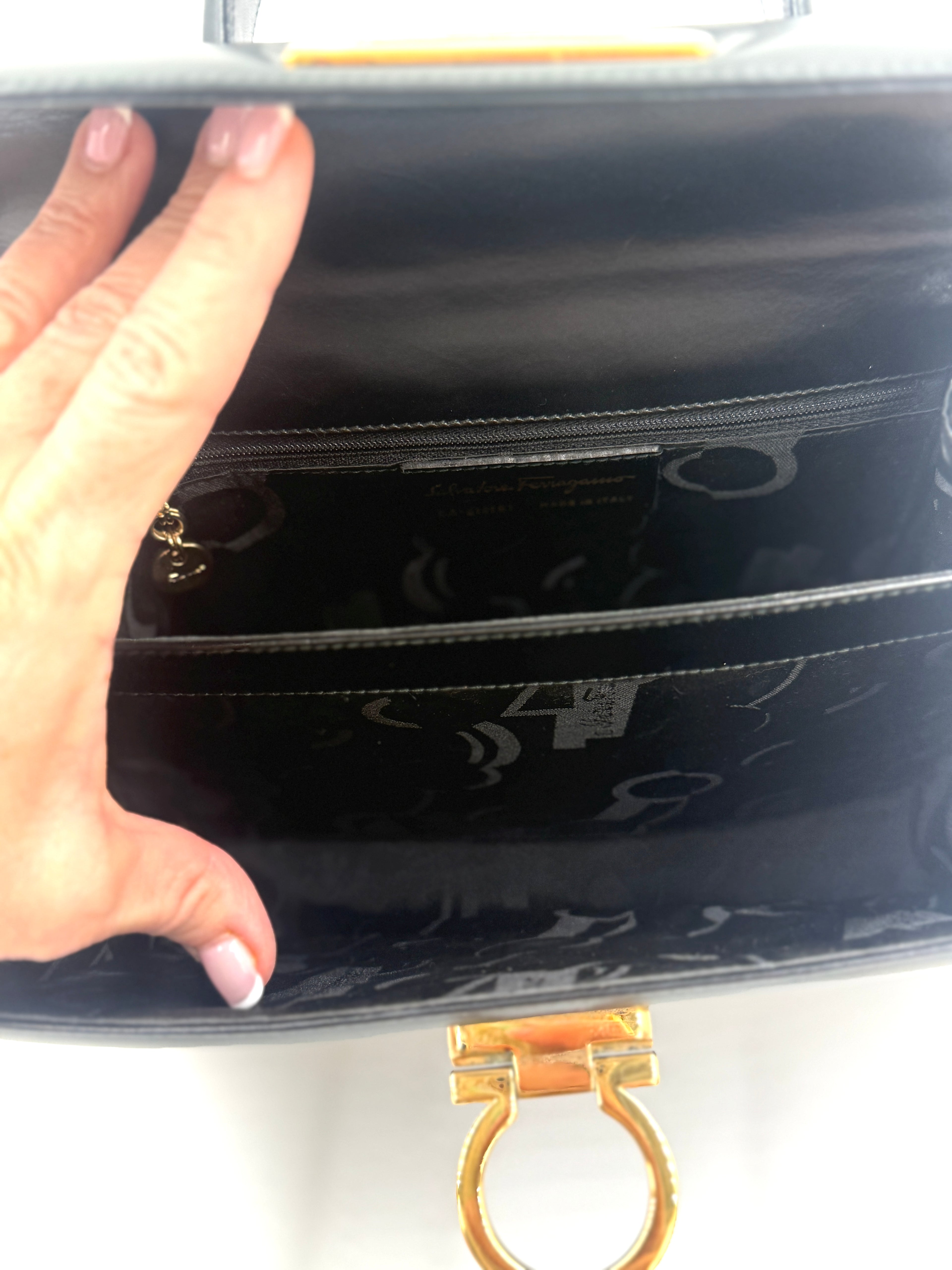 Salvatore Ferragamo Gancini 2 Way Bag - Shoulder/Handle Bag Pre Owned Authentic