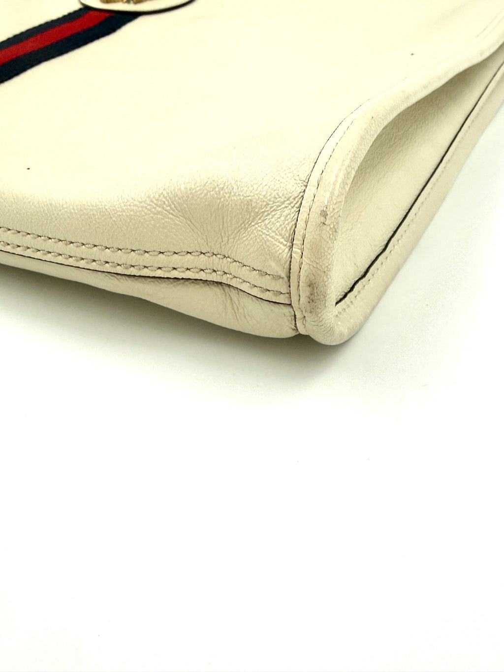 Gucci Rajah Large Leather Tote Bag White with Chain Straps and Removable Pouch Pre Owned Authentic