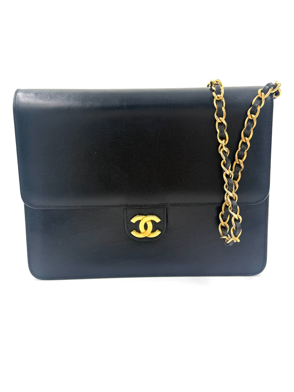 Chanel Square Single Flap Bag 1980s Gold Hardware Pre-Owned Authentic